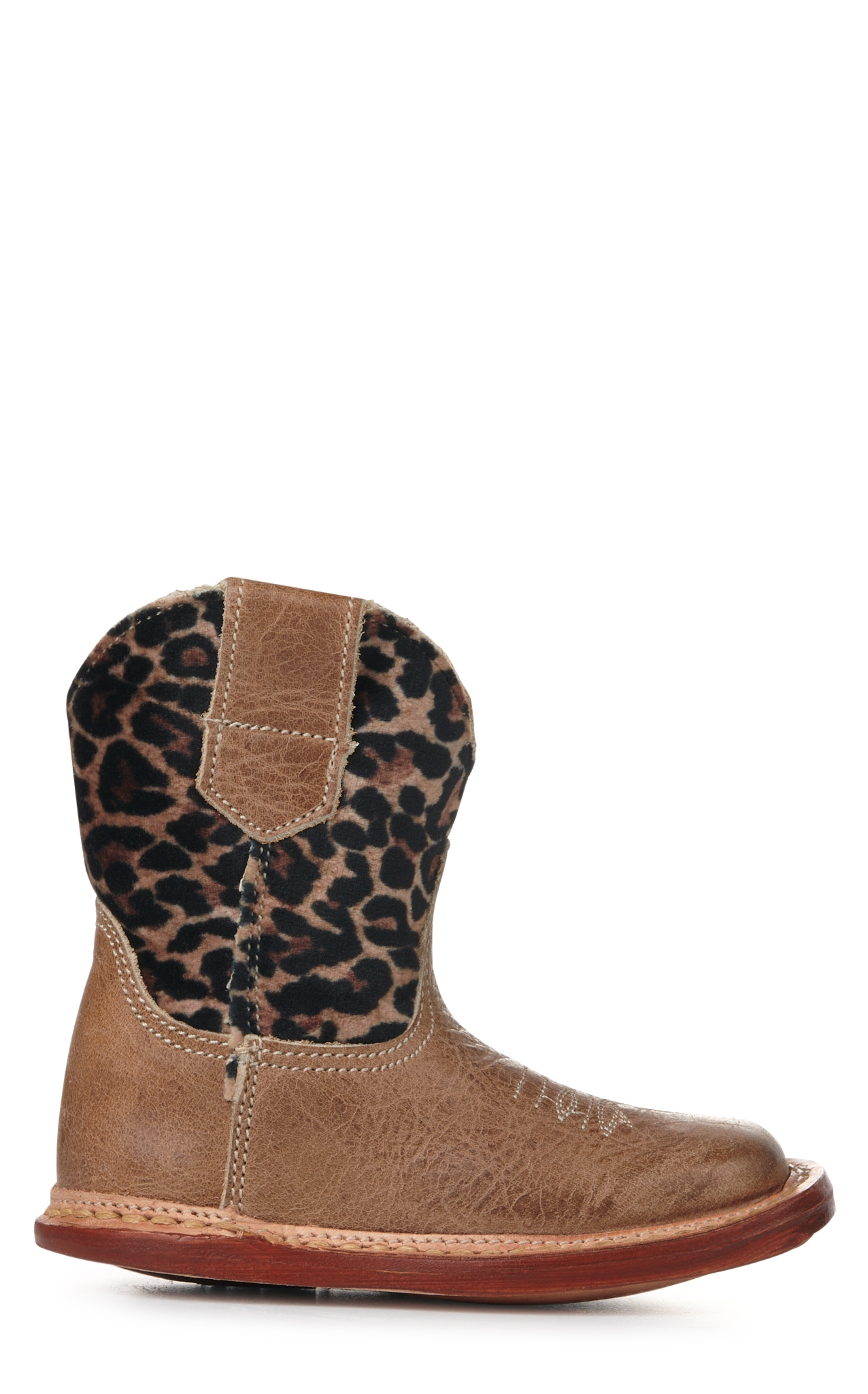 Roper Infant Cowbaby Tan and Cheetah Print Square Toe Cowboy Boots - Image 1