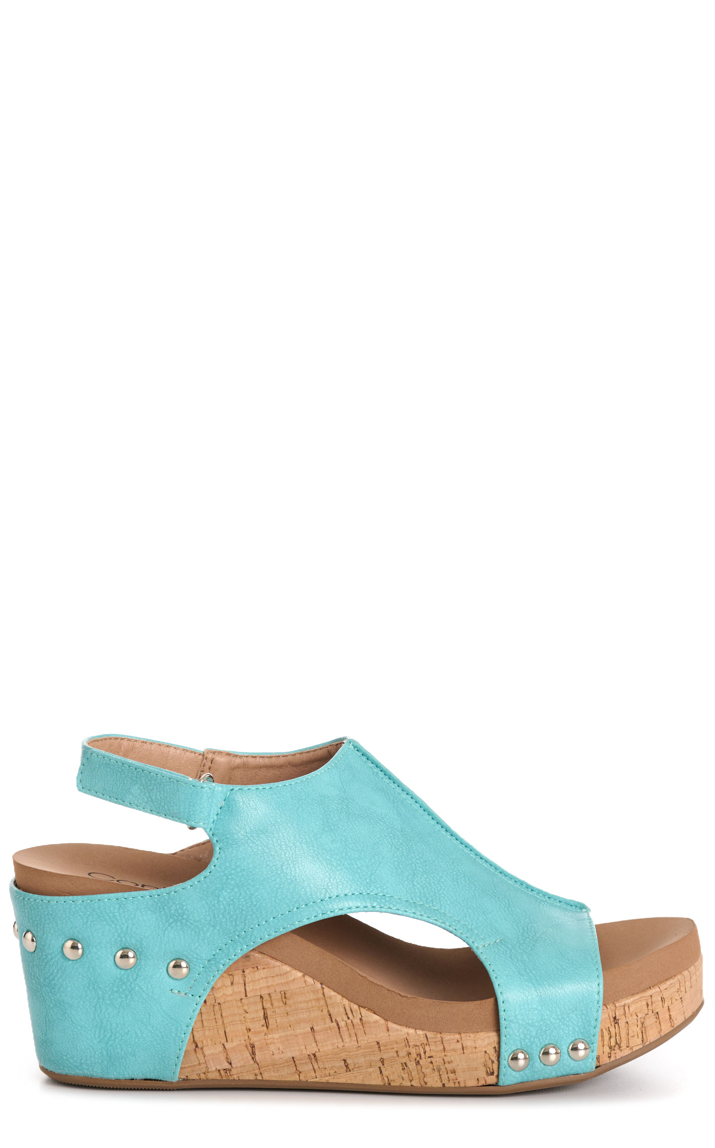 Corky's Women's Carley Teal Faux Leather Peep-Toe Wedge Sandal - Image 1