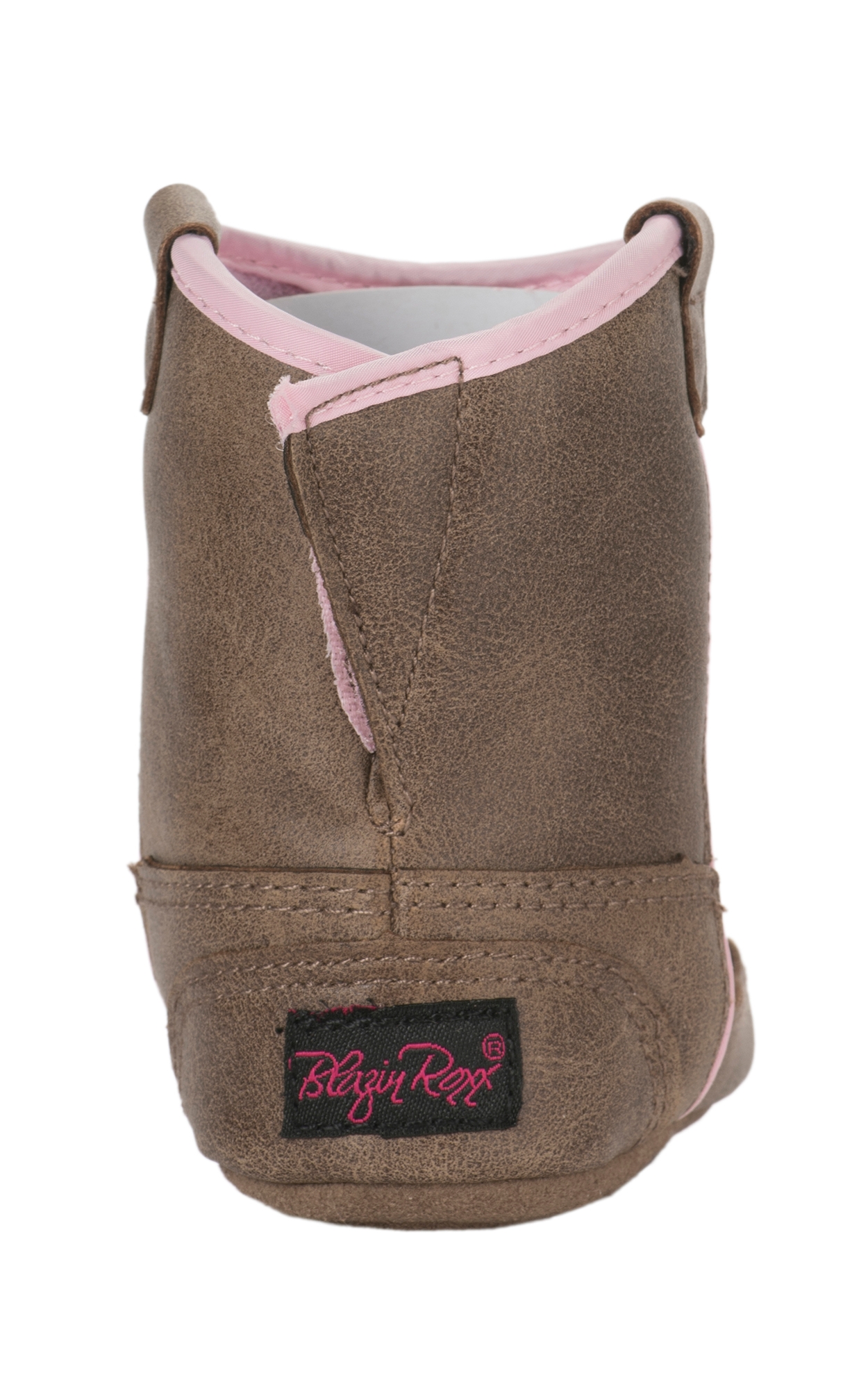 Blazin Roxx Infant Gracie Baby Bucker Tan with Pink Cross Embroidery Cowboy Boots - Image 1