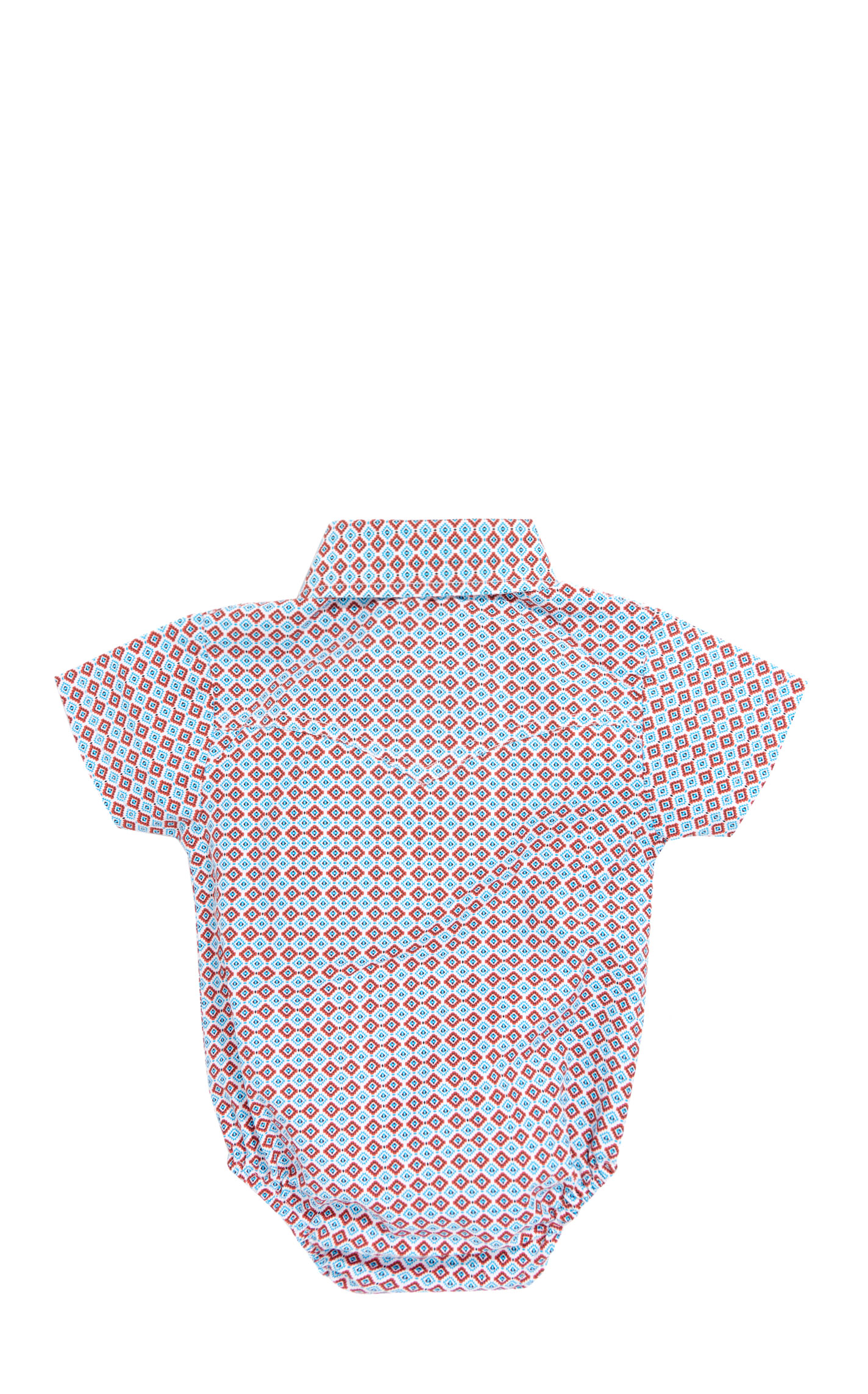 Rafter C Infant Rust & Blue Geo Print Short Sleeve Western Shirt - Image 1