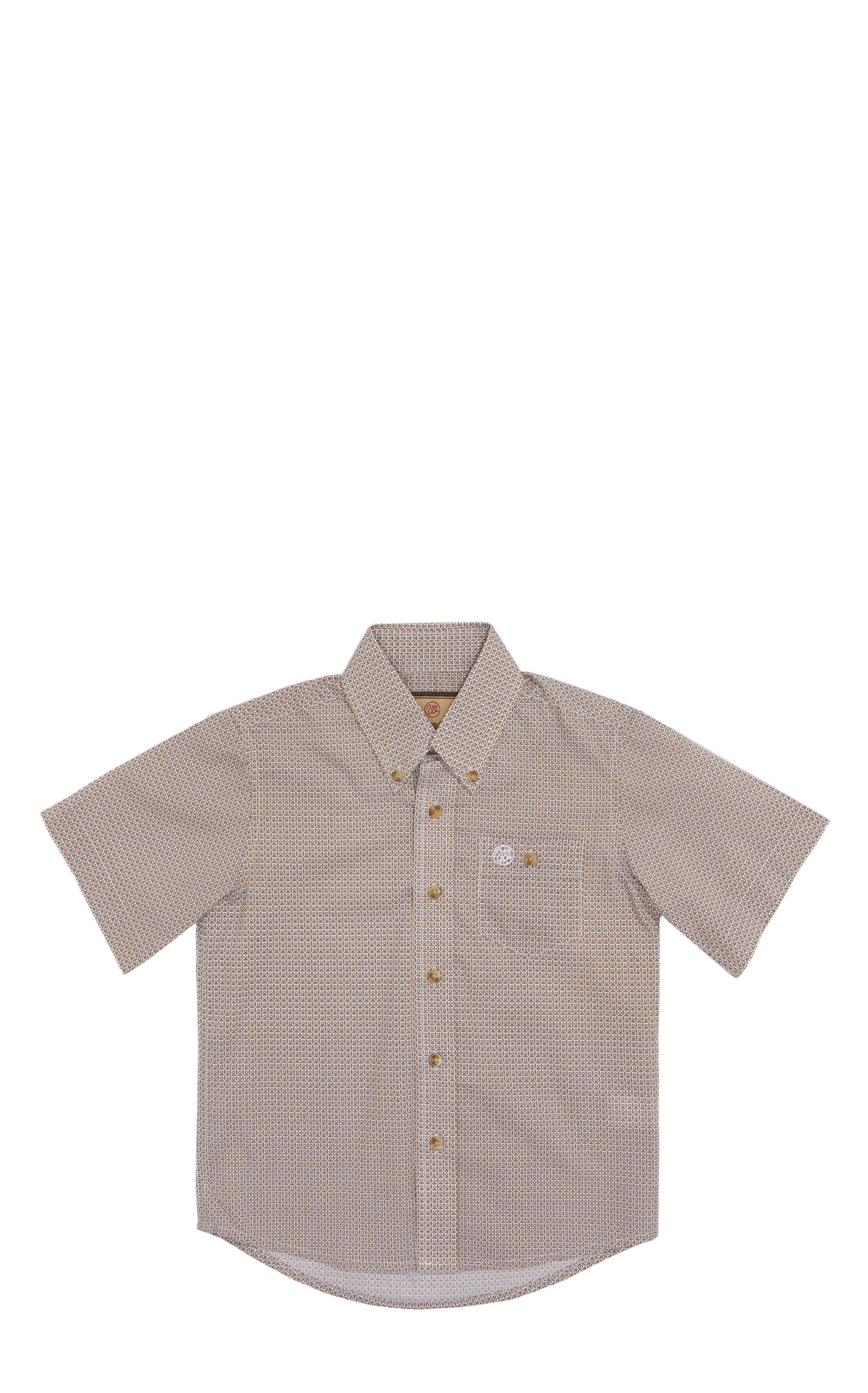 Wrangler Classic Boy's Khaki Geo Print Short Sleeve Shirt - Image 1