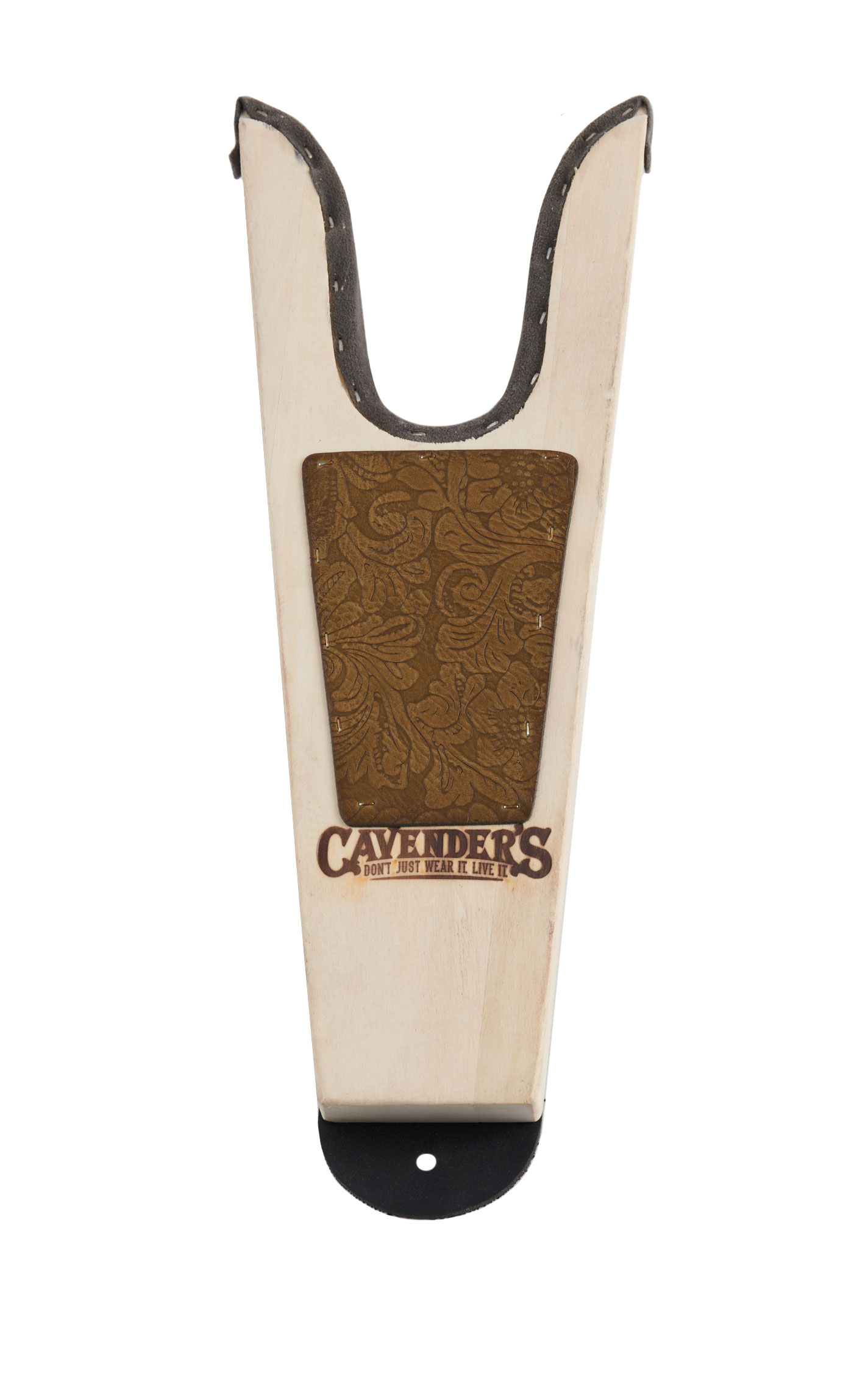 M&F Natural Wood with Floral Embossed Boot Jack - Image 1