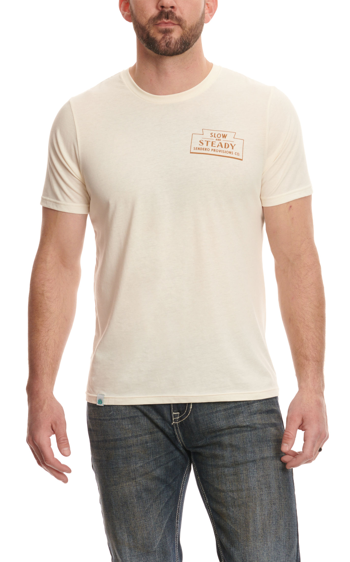 Sendero Provisions Co. Men's Bone Desert Armadillo Slow & Steady Logo Graphic Short Sleeve T-Shirt - Image 1