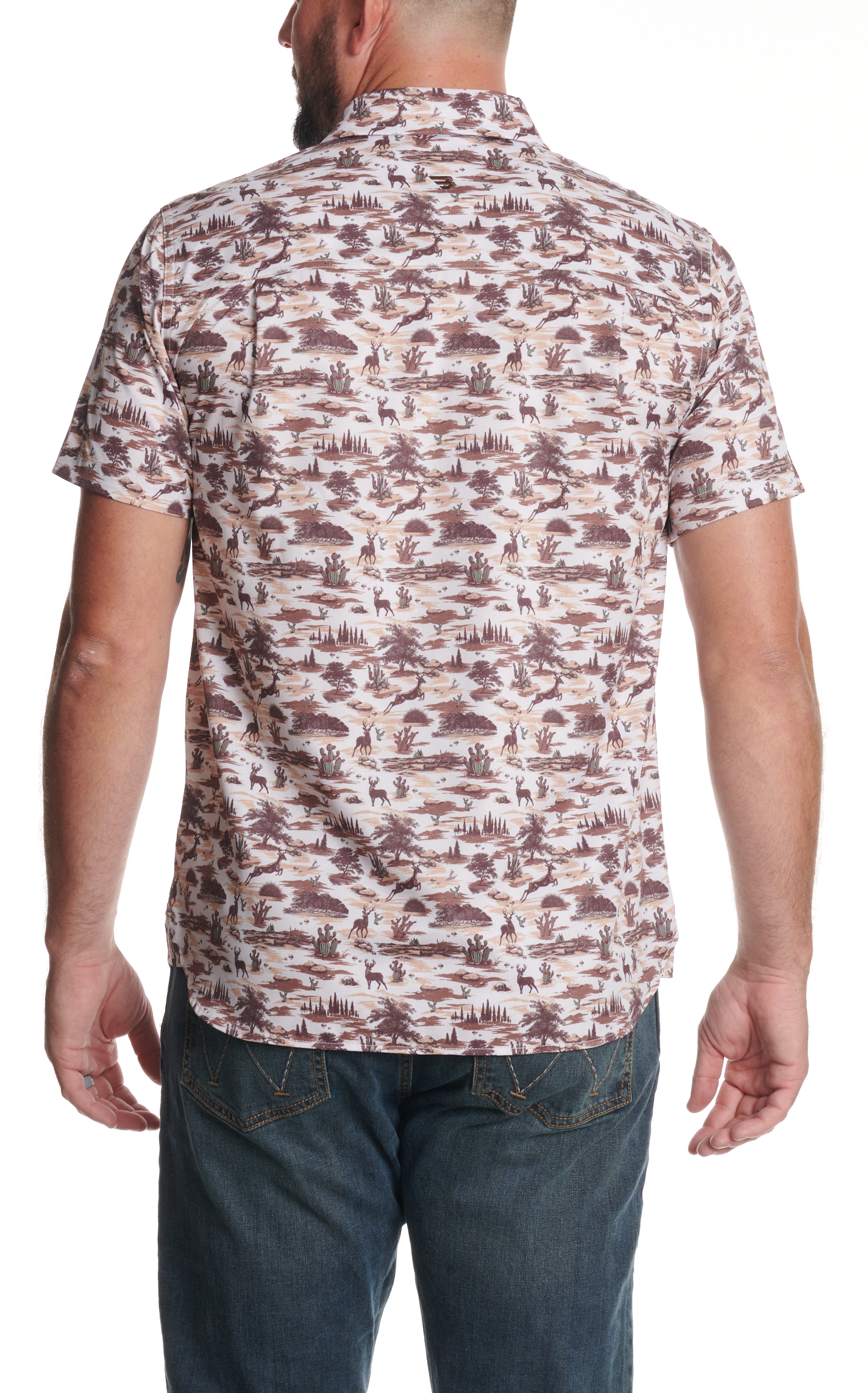 Burlebo Men's Performance Tan Brush Country Print Shirt - Image 1