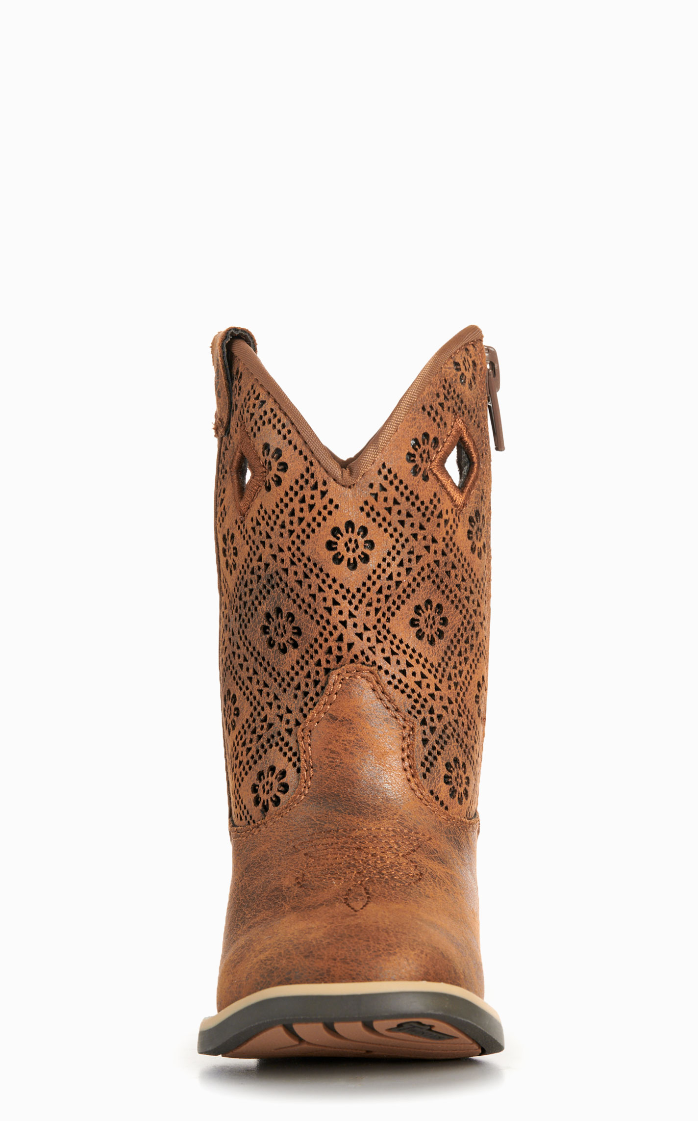 Twister Toddler Prue Caramel Perforated Floral Square Toe Boots - Image 1