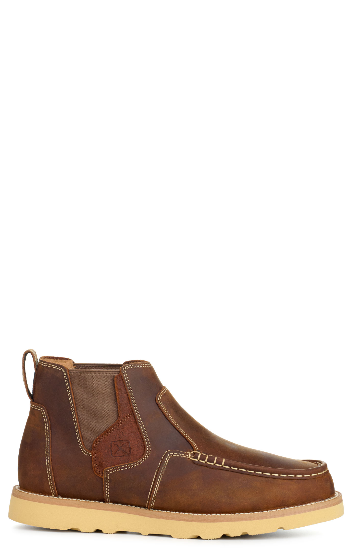 Twisted X Men's Oiled Saddle Brown Moc Toe Chelsea Wedge Shoe - Image 1