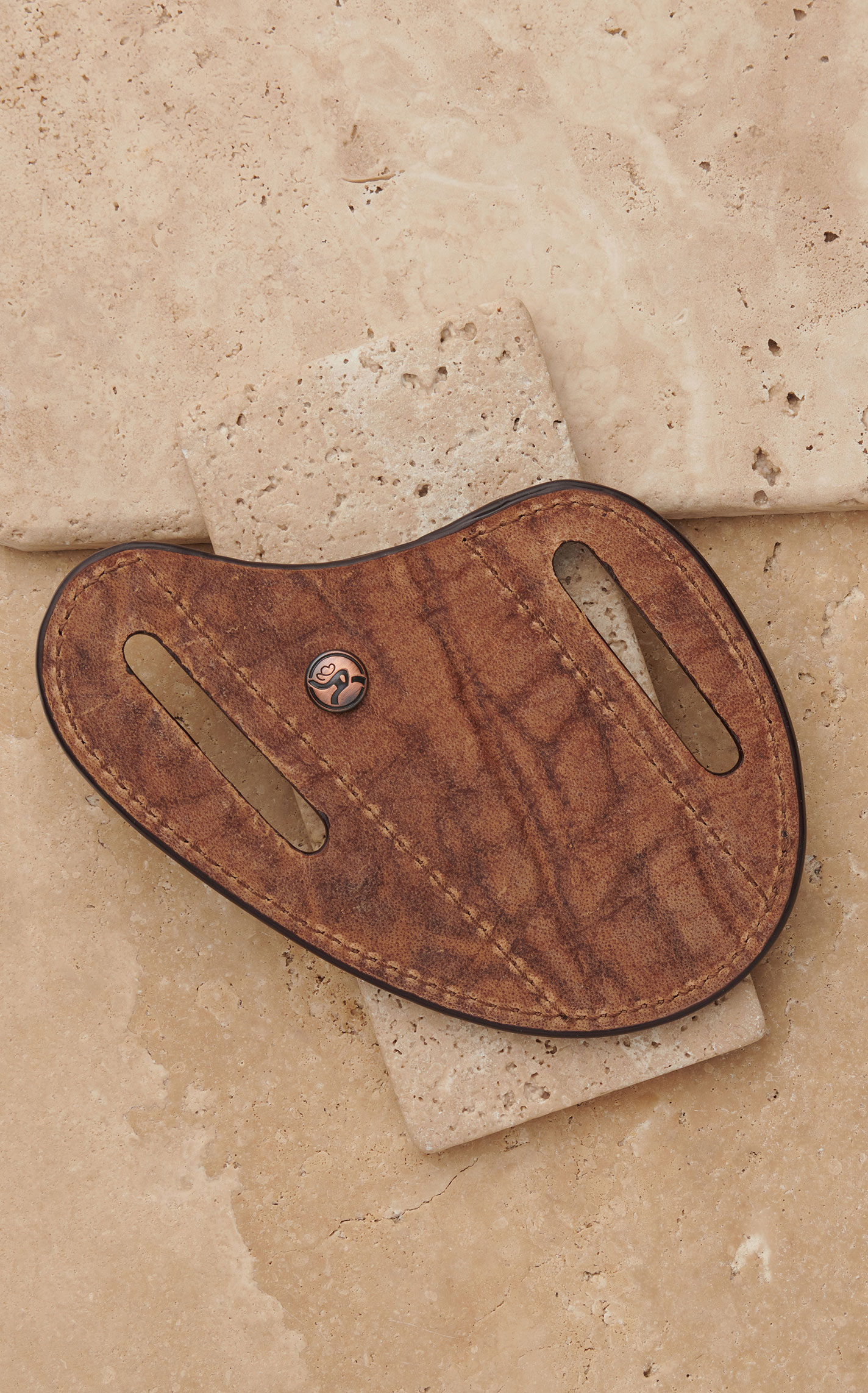 Hooey Classic Brown Cracked Bison Pancake Leather Knife Sheath - Image 2
