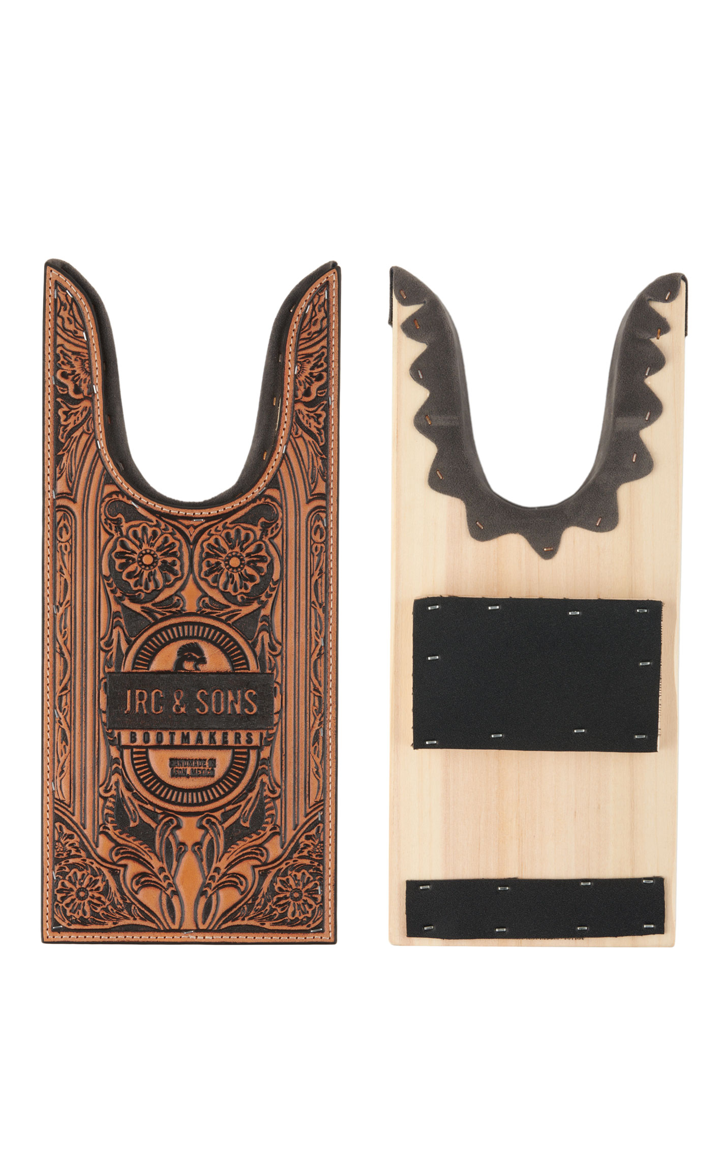 Cavender's Natural Tan Diamond and Oak Leaf Embossed JRC Leather Boot Jack - Image 1
