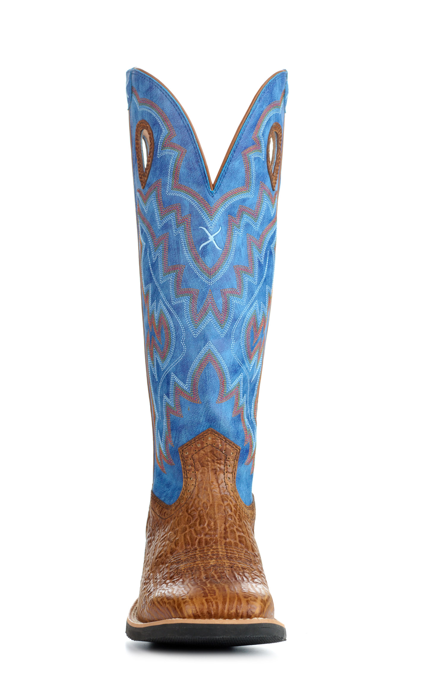 Twisted X Men's Electric Blue and Ginger Wide Square Toe Buckaroo Cowboy Boots - Image 1