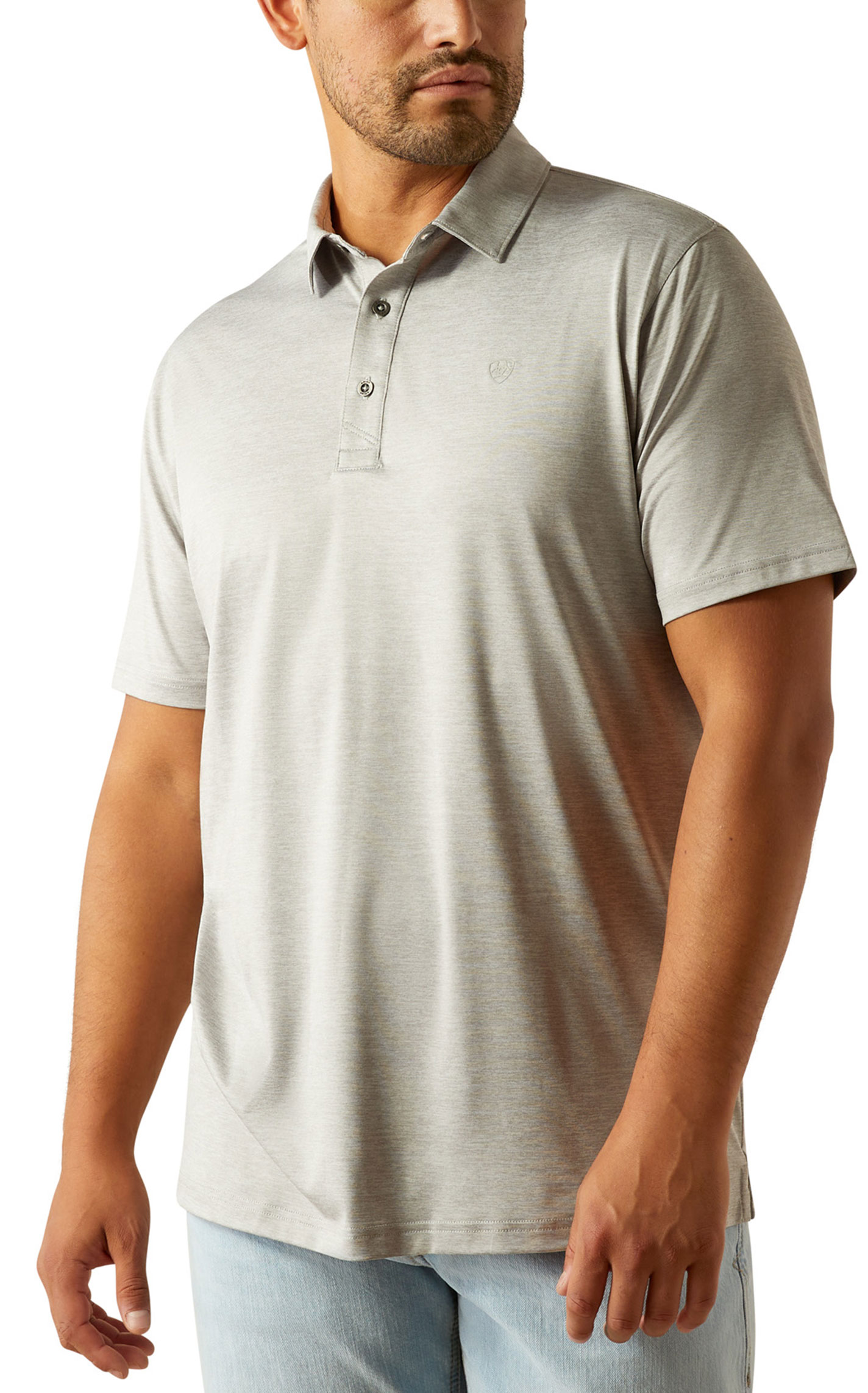 Ariat Men's AriatTEK Pale Gray Polo Shirt - Image 1