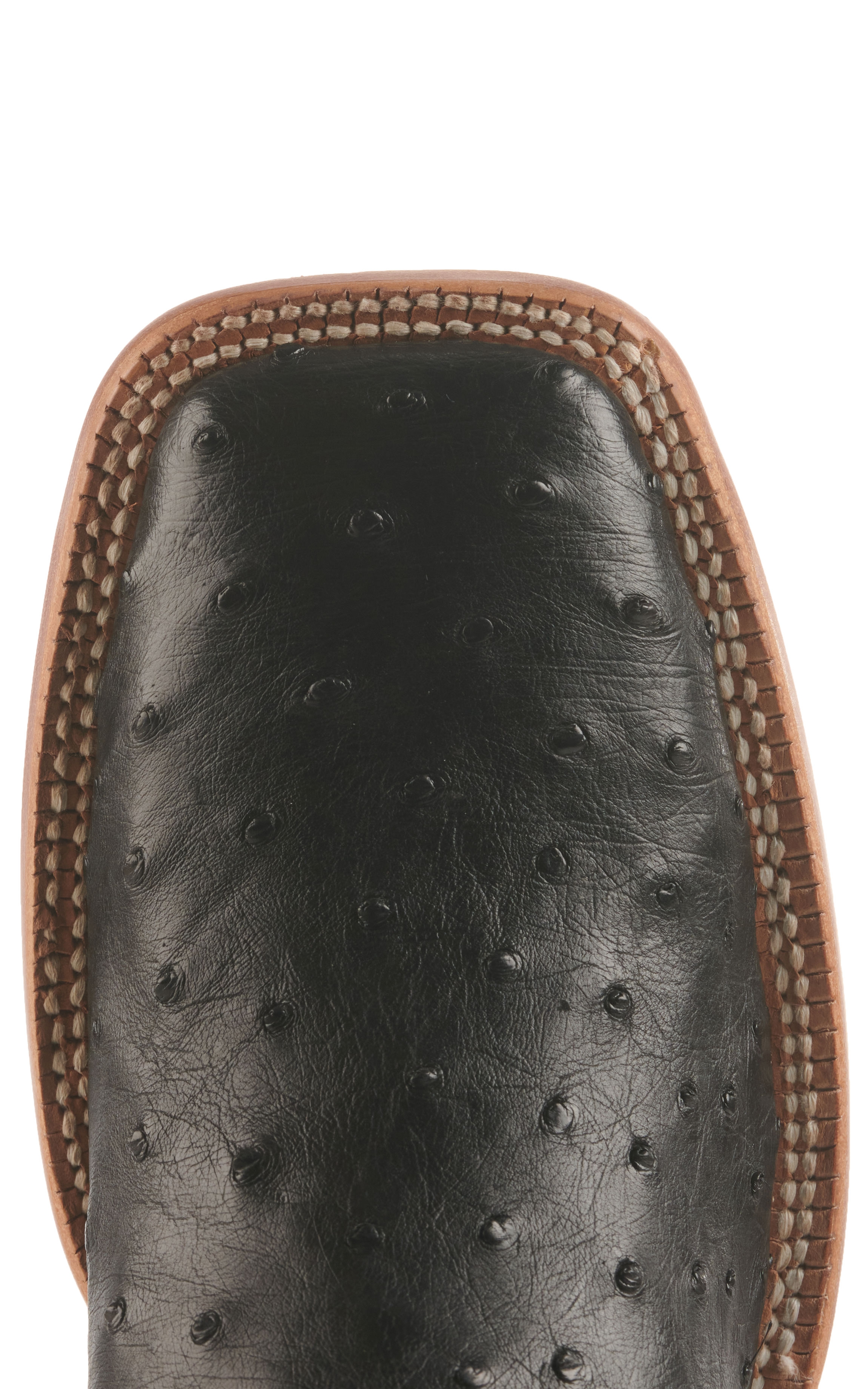 Cavender's Men's Black Full Quill Ostrich Rafter C Wide Square Toe Exotic Cowboy Boots - Image 1