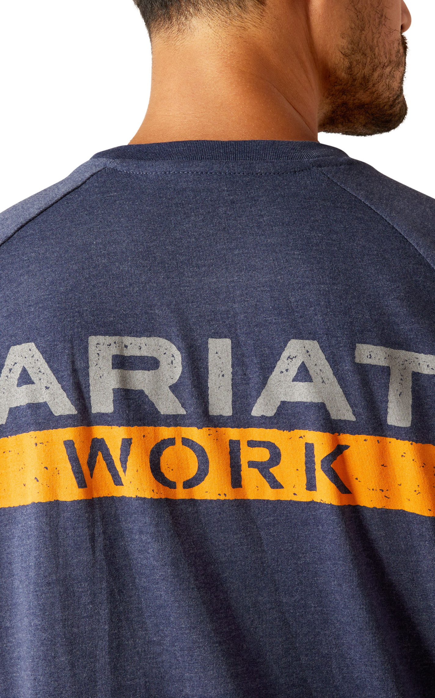 Ariat Rebar Men's Navy Heather Logo Graphic Work T-Shirt - Image 4