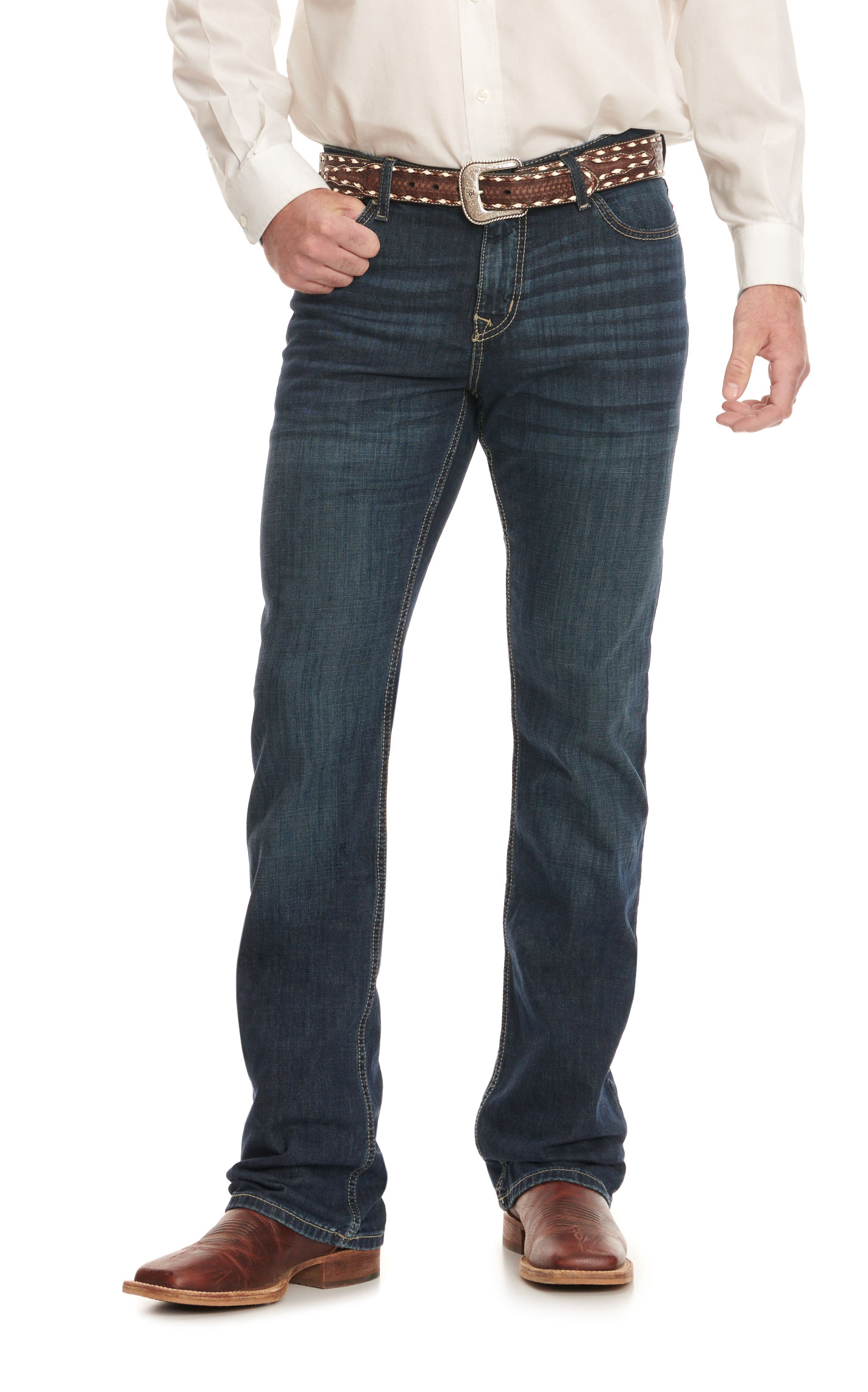 Cinch Men's Ian Dark Stone Wash Mid Rise Slim Fit Boot Cut Jeans - Image 1