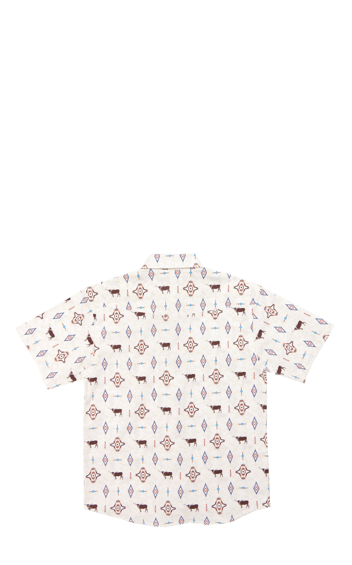 Rough Stock Boy's White Novelty Steer Print Western Shirt - Image 1