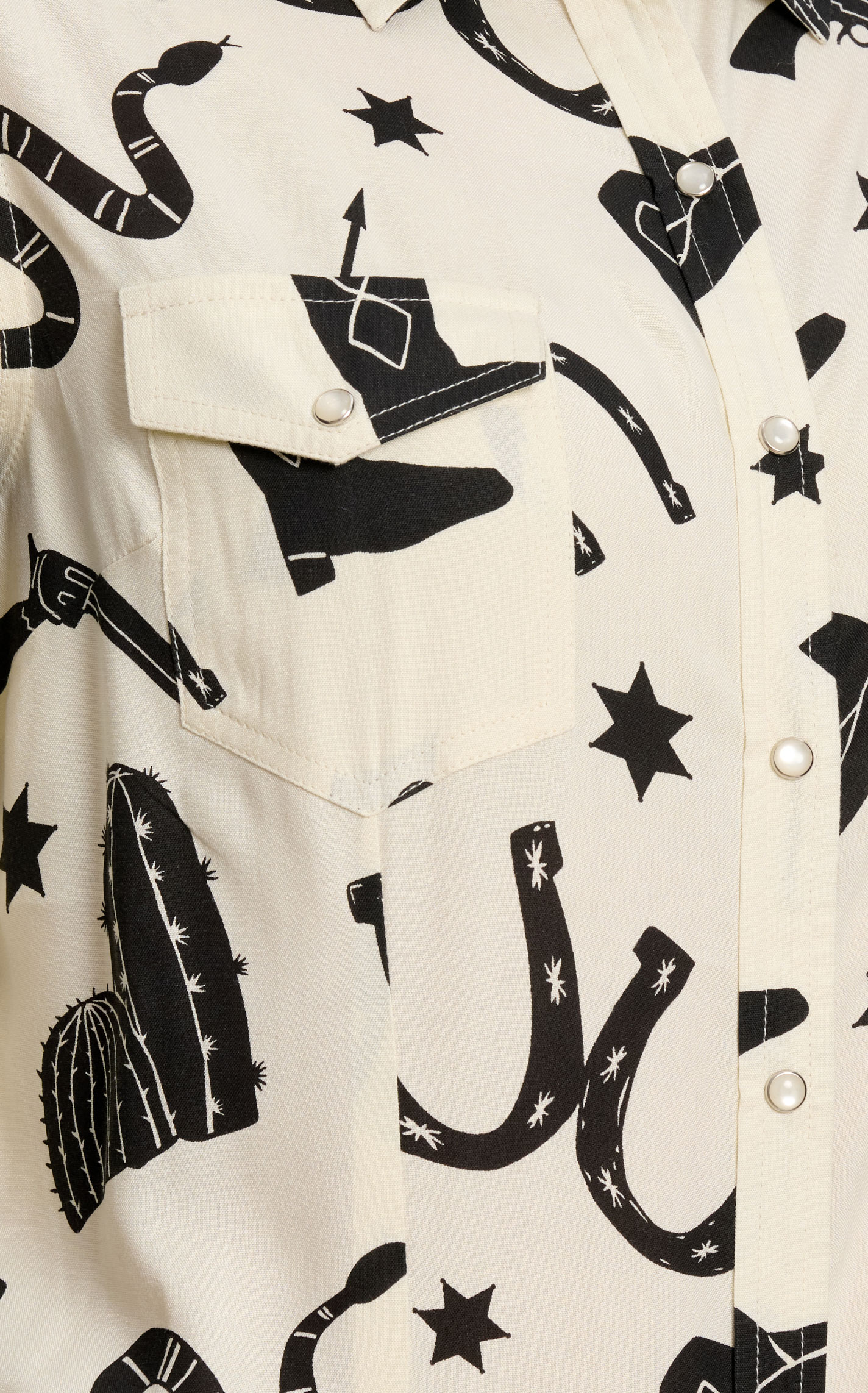Cotton & Rye Women's Cream & Black Western Print Shirt - Image 1