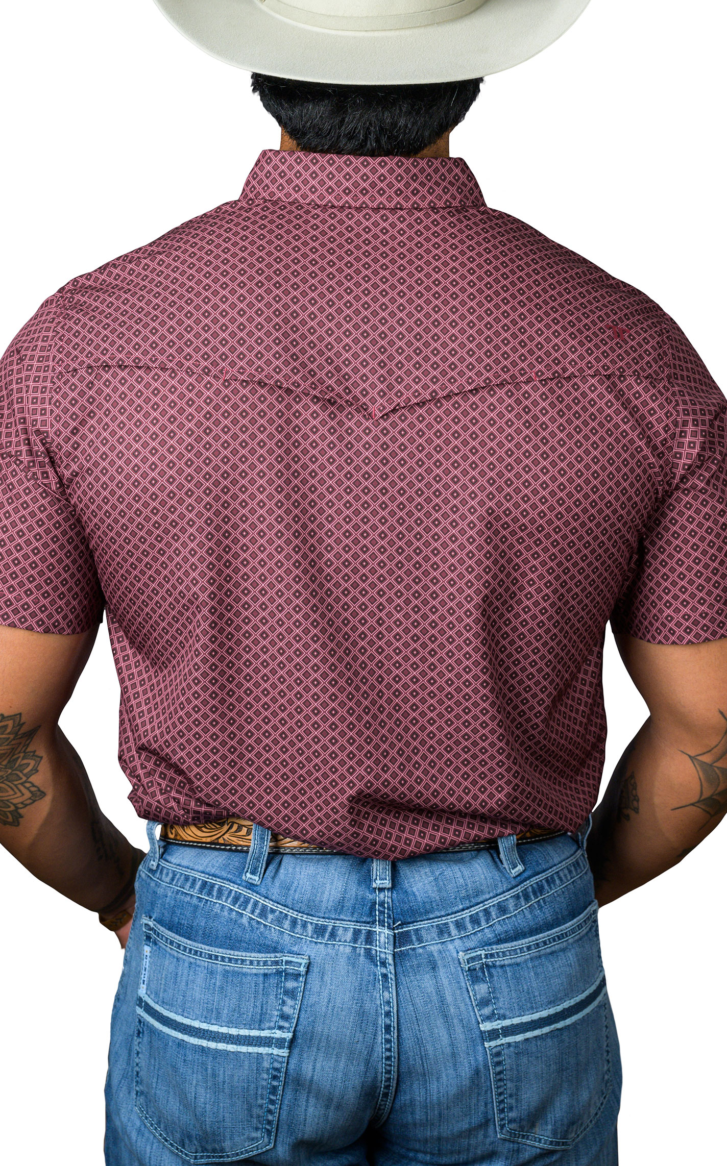 Ferrell Men's Wine & Burgundy Geo Print Western Shirt - Image 1