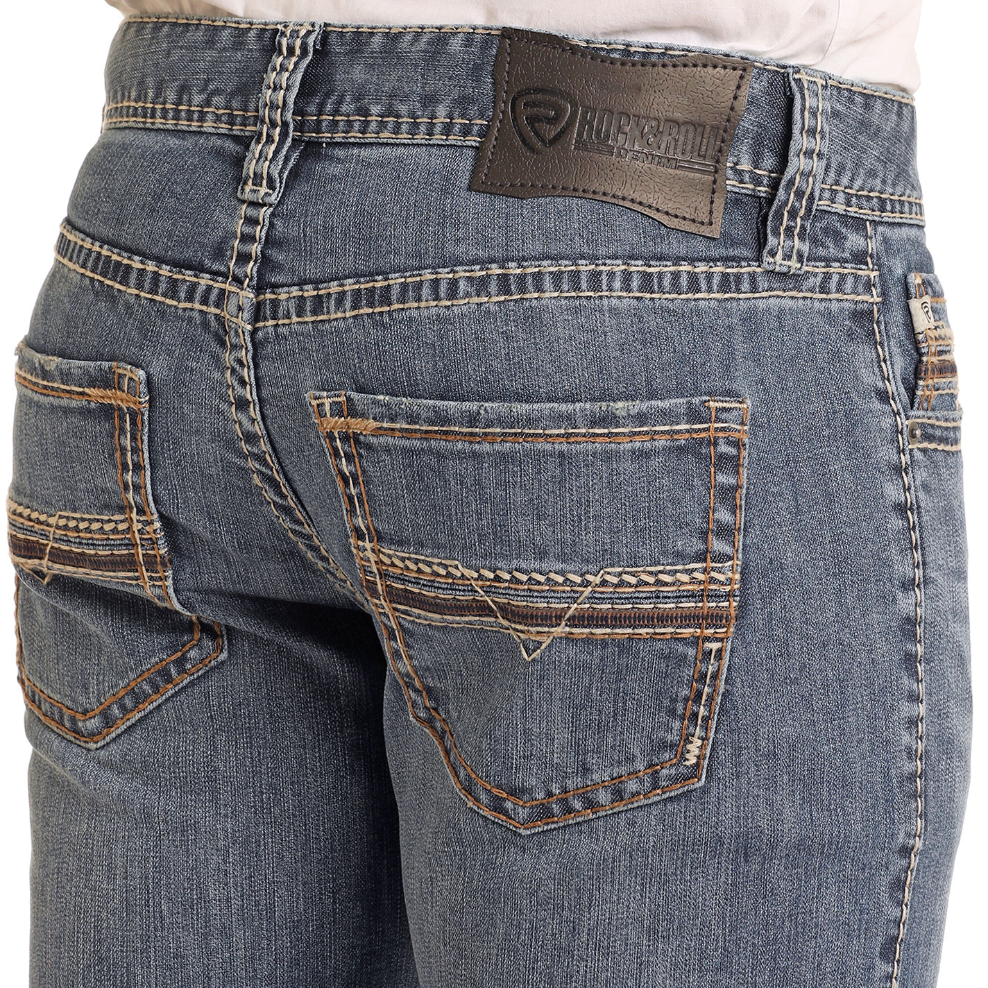 Rock & Roll Denim Men's Pistol Medium Wash Straight Jeans - Image 1