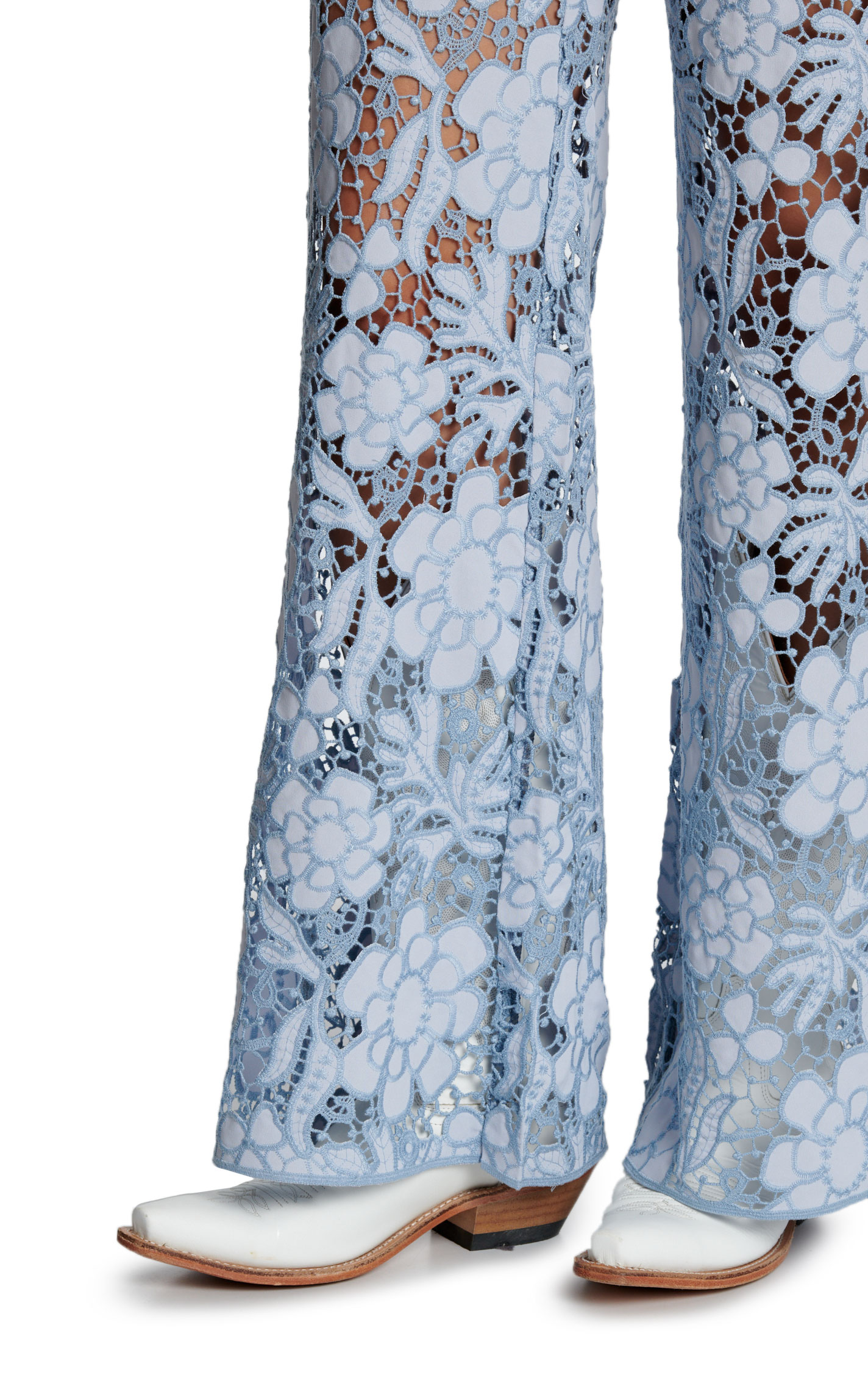 Bayeas Women's Light Wash Ultra High Rise Lace Wide Leg Jeans - Image 1