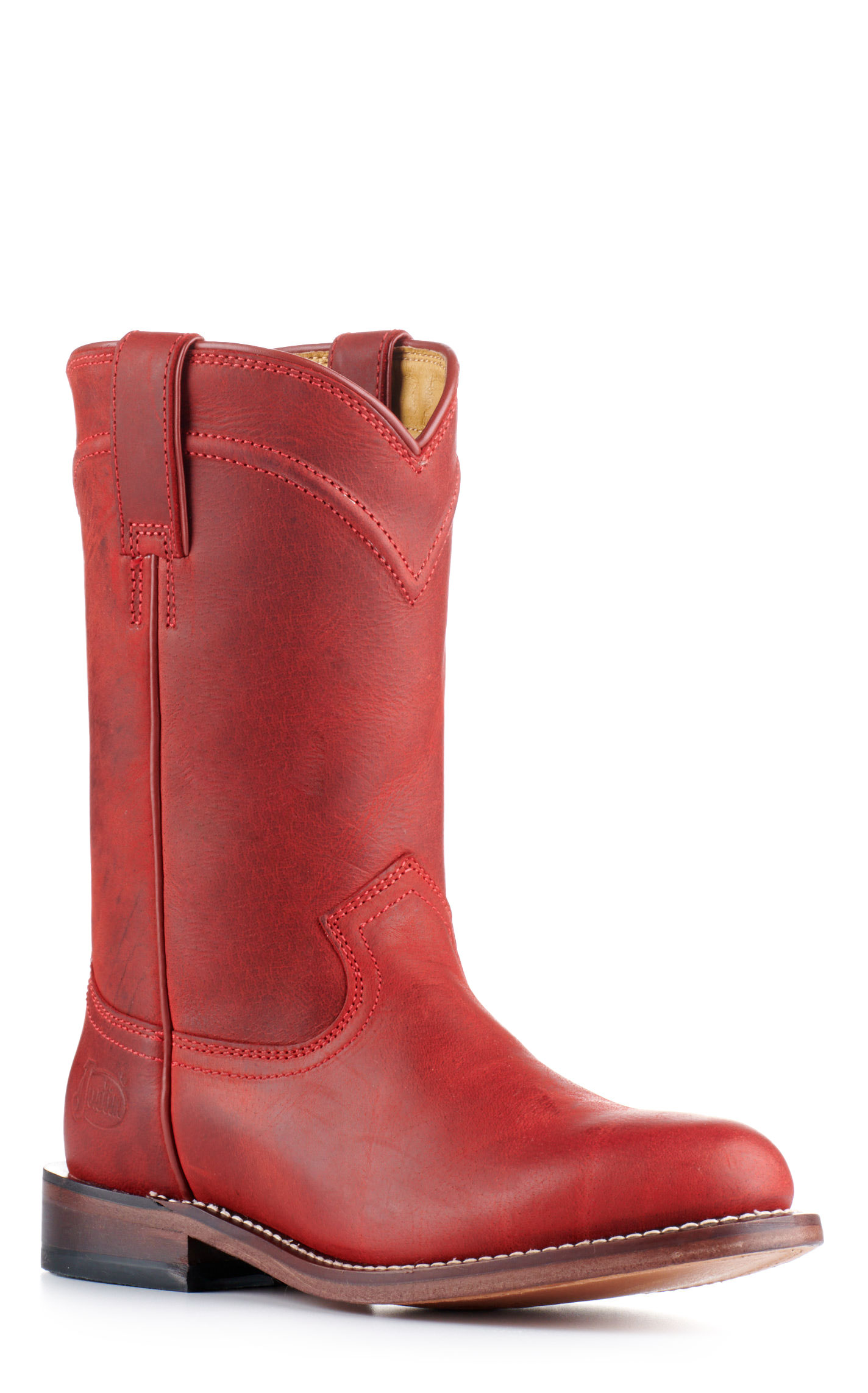 Justin Women's Holland Red Round Toe Roper Cowboy Boots - Image 1
