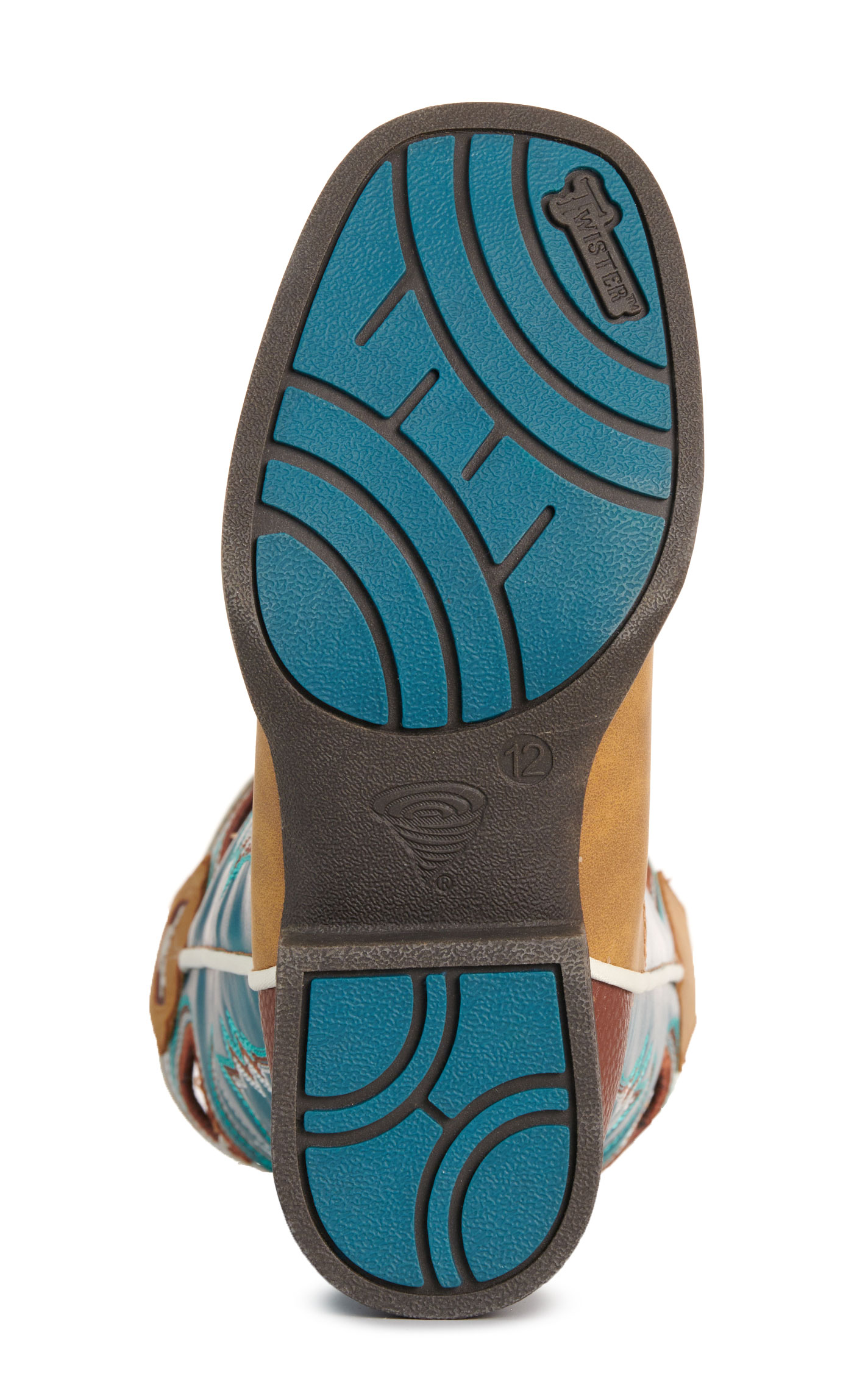 Twister Kid's Jensen Tan & Turquoise Square Toe Boots - Image 1