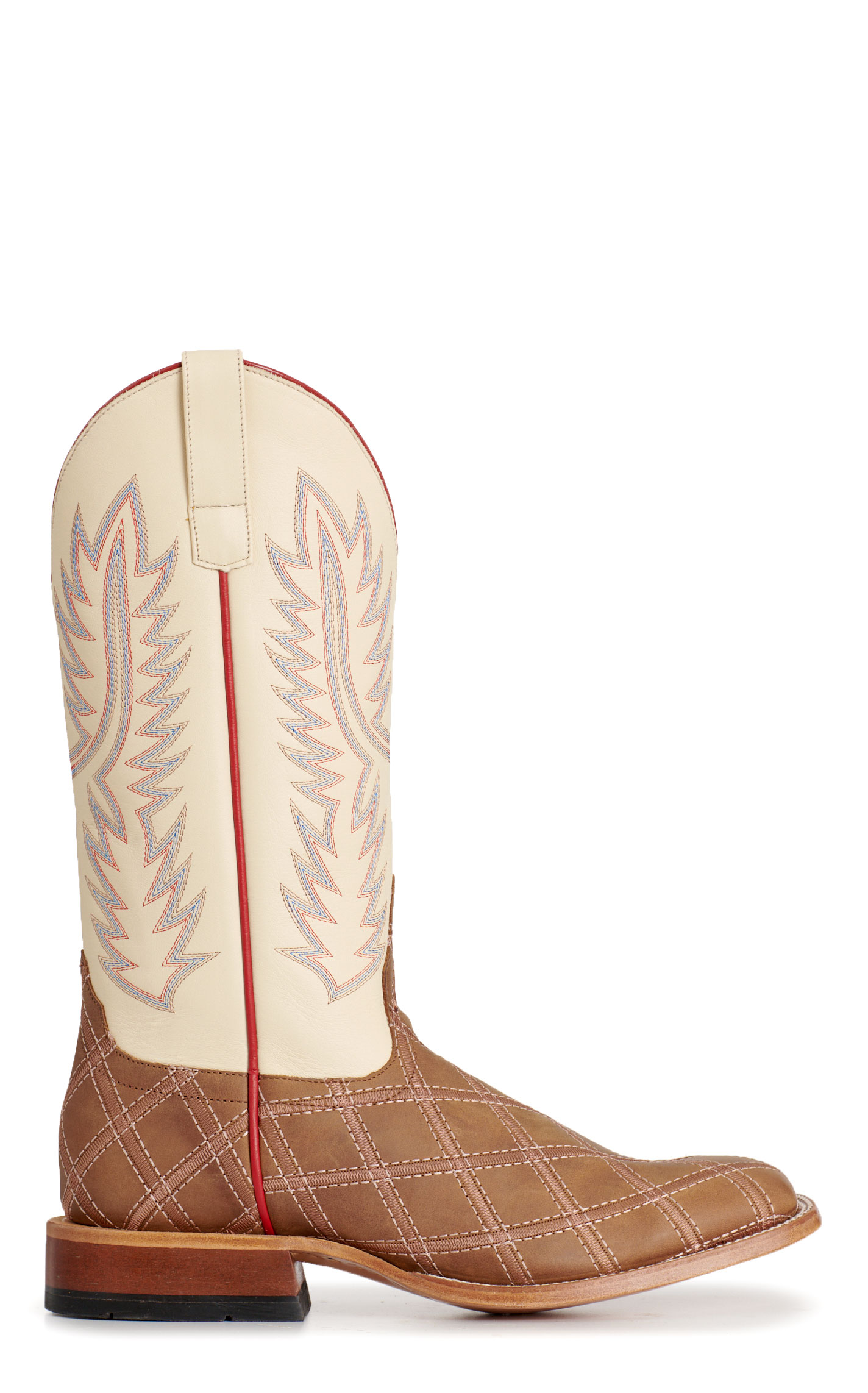 Anderson Bean Men's Camel Crazy Horse Patchwork & Cream Wide Square Toe Cowboy Boots - Image 1