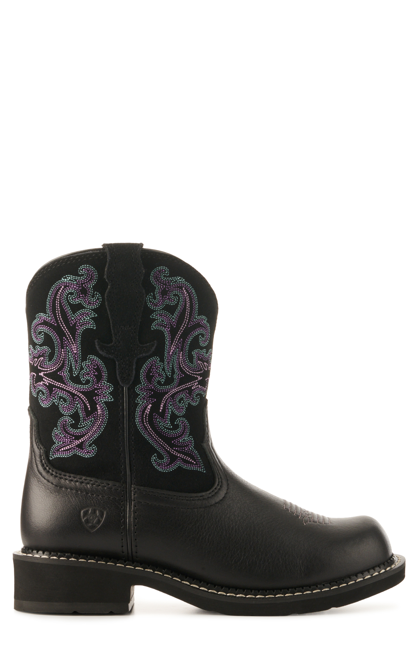 Ariat Women's Fatbaby Black Deertan and Orchid Round Toe Cowboy Boots - Image 1