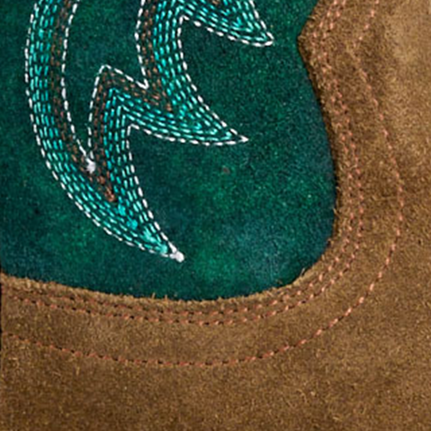 Cavender’s Women’s Moss Brown Suede & Emerald Wide Square Toe Cowboy Boots - Image 1