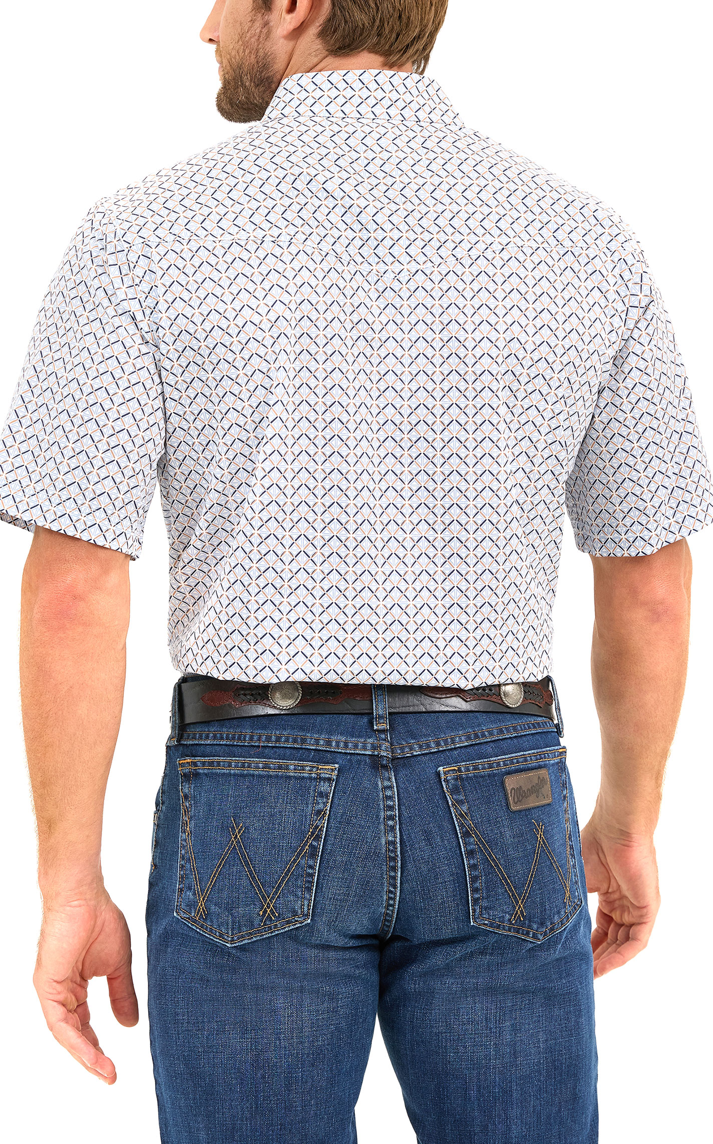 Wrangler Men's 20X Cornflower & Marigold Geo Western Shirt - Image 1