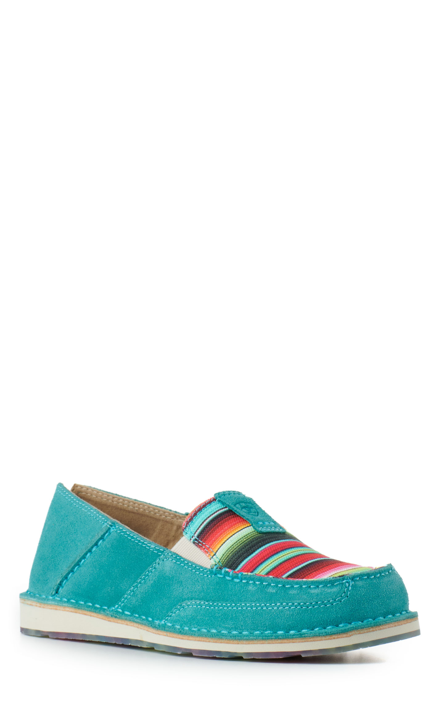 Ariat Women's Cruiser Teal Suede and Serape Moc Toe Casual Shoes - Image 1