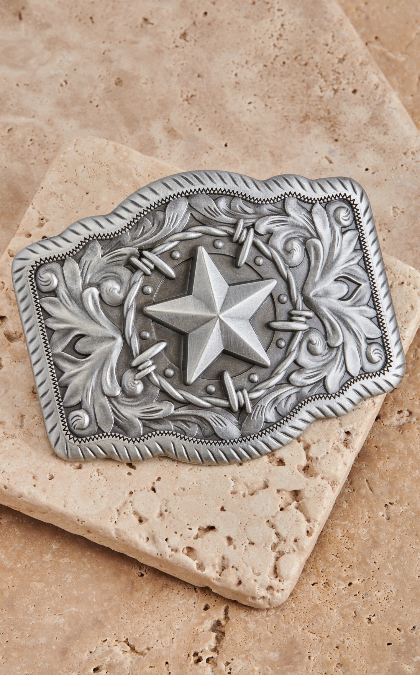 Nocona Matte Silver Star Belt Buckle - Image 1