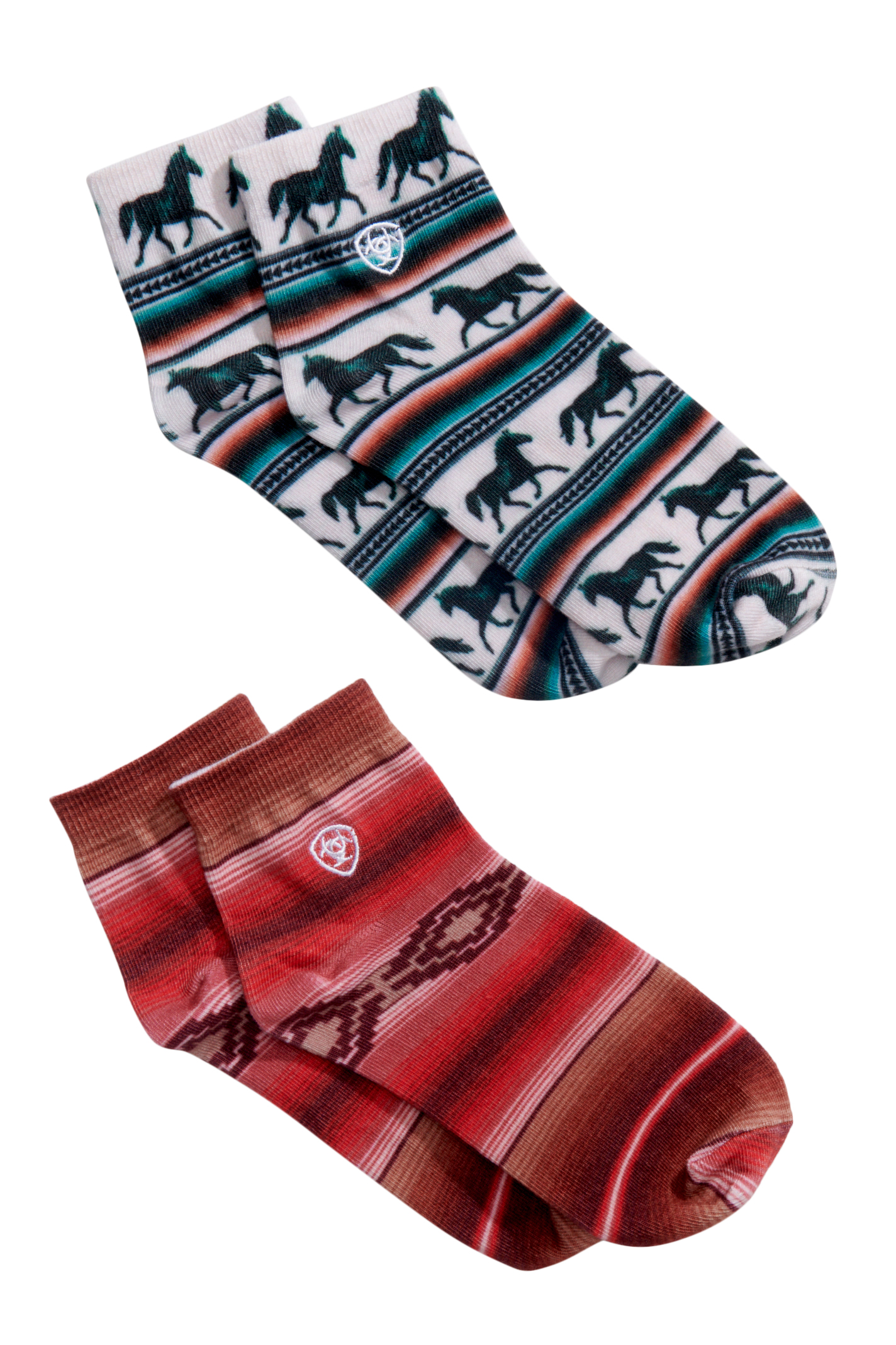 Ariat Women's Serape & Horses 2-Pack Quarter Crew Socks - Image 1