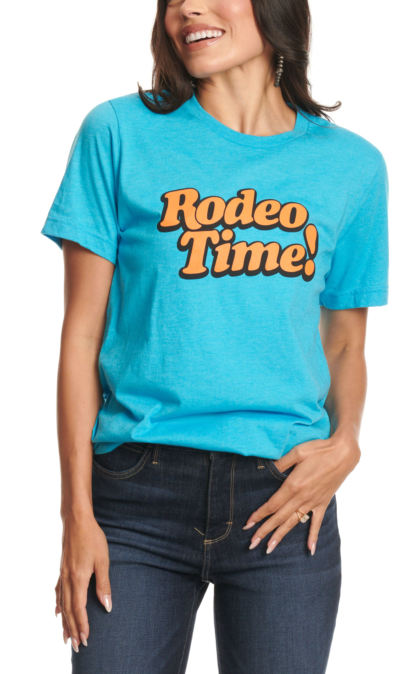 Rodeo Time Dale Brisby  Women's Turquoise Logo T-Shirt - Image 2