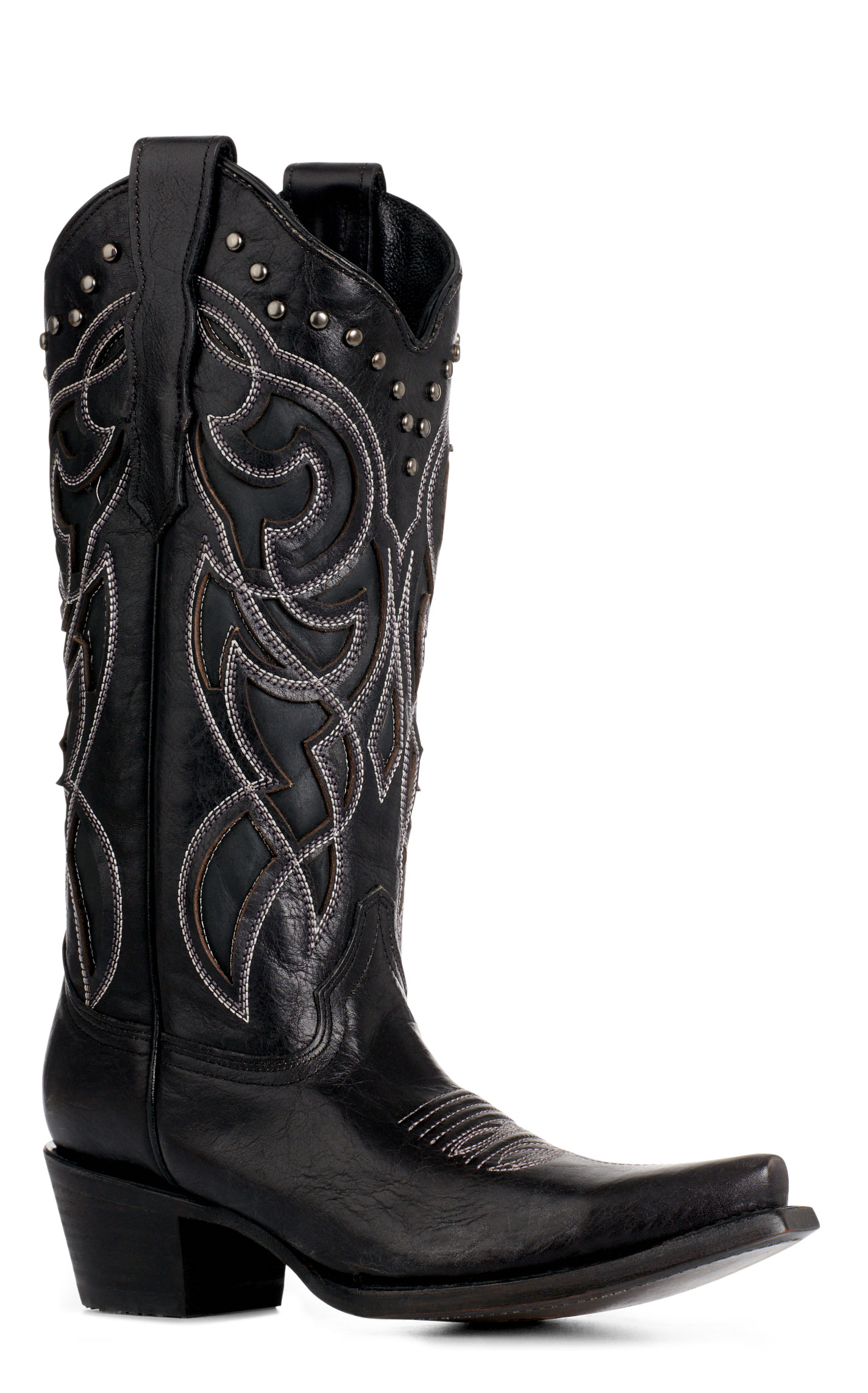 Circle G By Corral Women's Black Stitched & Inlay Snip Toe Cowboy Boots - Image 1