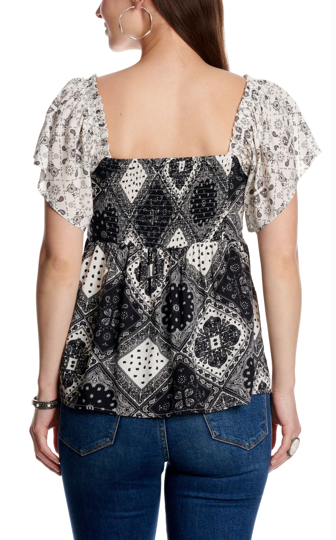Cowgirl Hardware Women's Black & White Bandana Print Top - Image 2