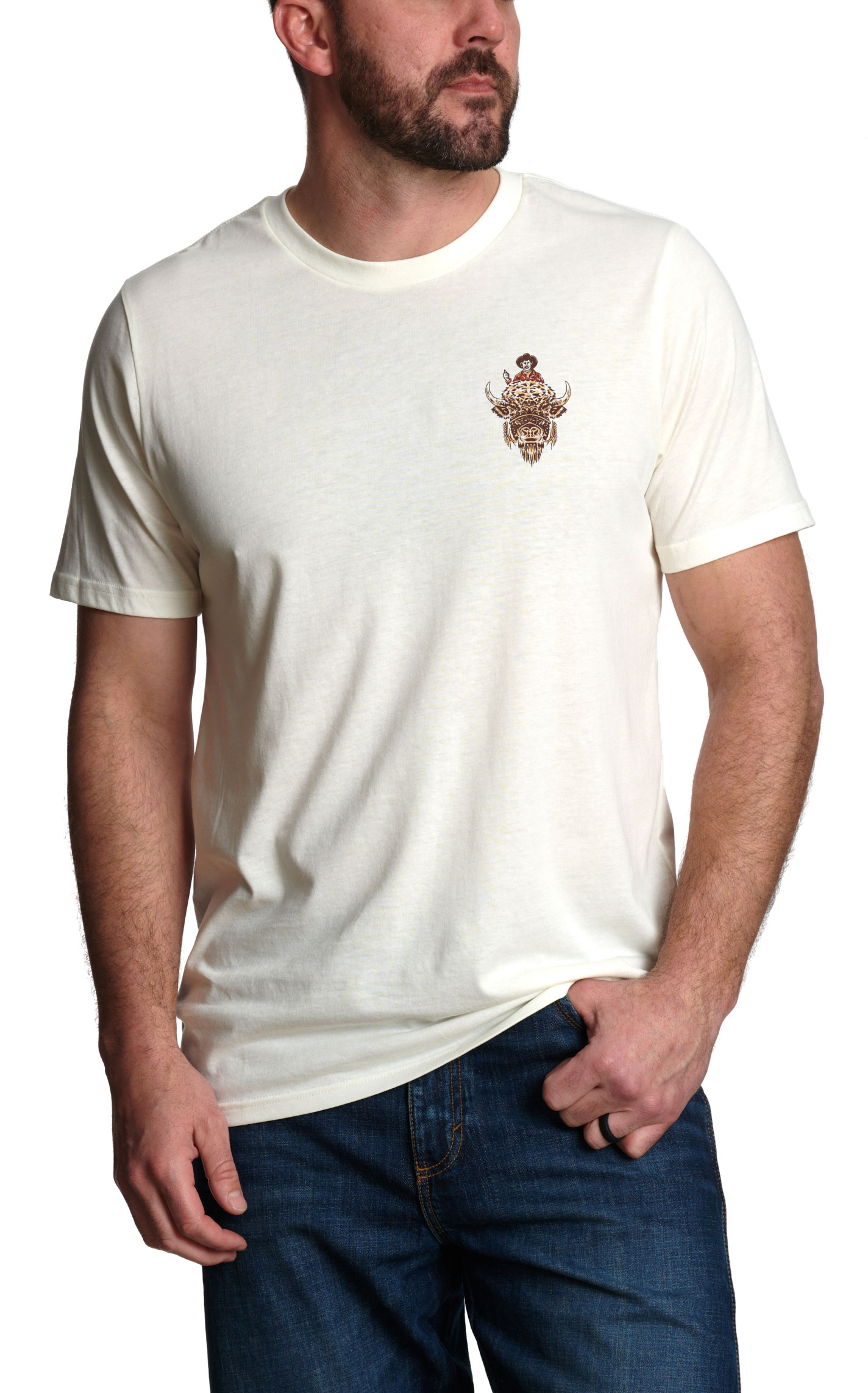 Sendero Provisions Co. Men's White Buffalo Logo Graphic T-Shirt - Image 1