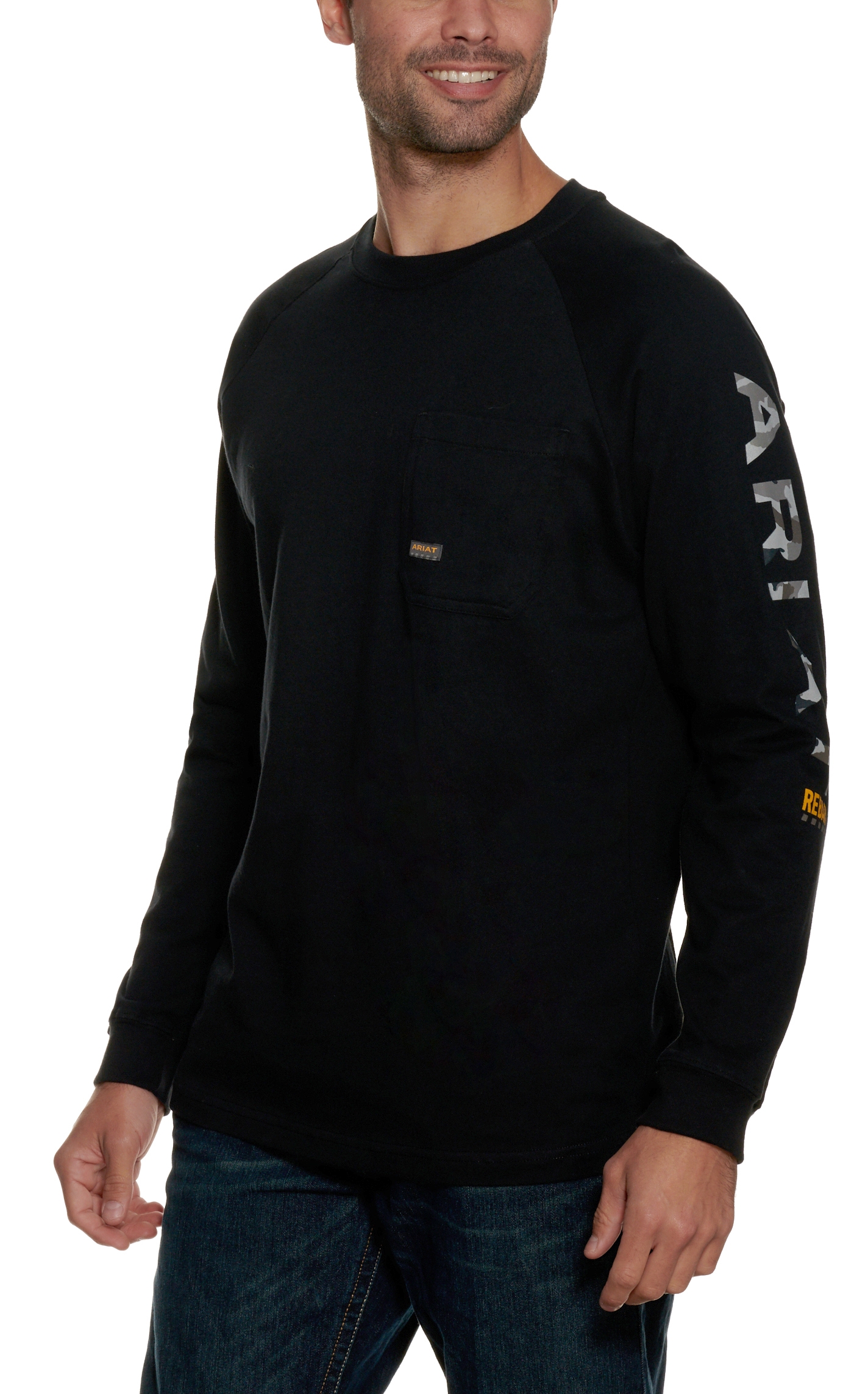 Ariat Rebar Men's Black Long Sleeve Graphic T-Shirt - Image 1