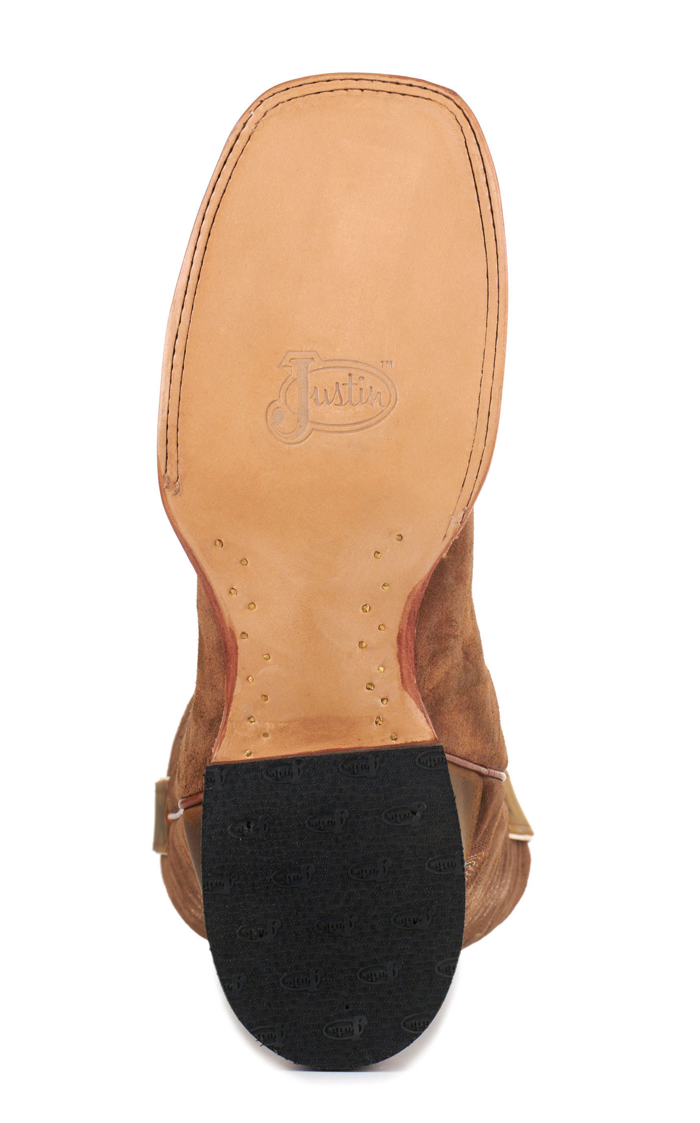 Justin Men's Hombre Clay Brown Roughout Wide Square Toe Cowboy Boots - Image 1