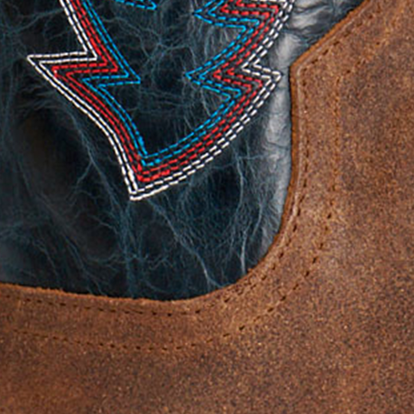 Anderson Bean Men's Horsepower Distressed Tobacco & Blue Wide Square Toe Cowboy Boots - Image 1