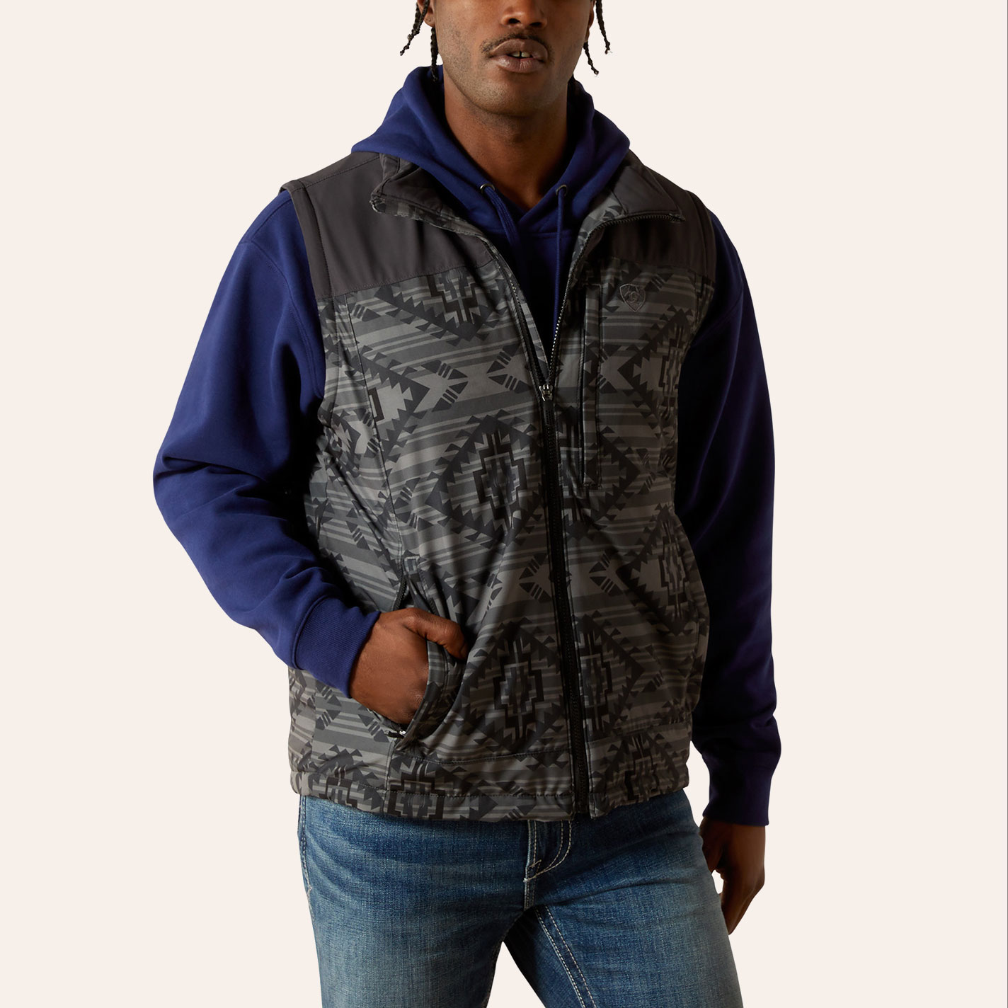 Ariat Men's Pioneer Charcoal Gray Stretchshell Vest - Image 1