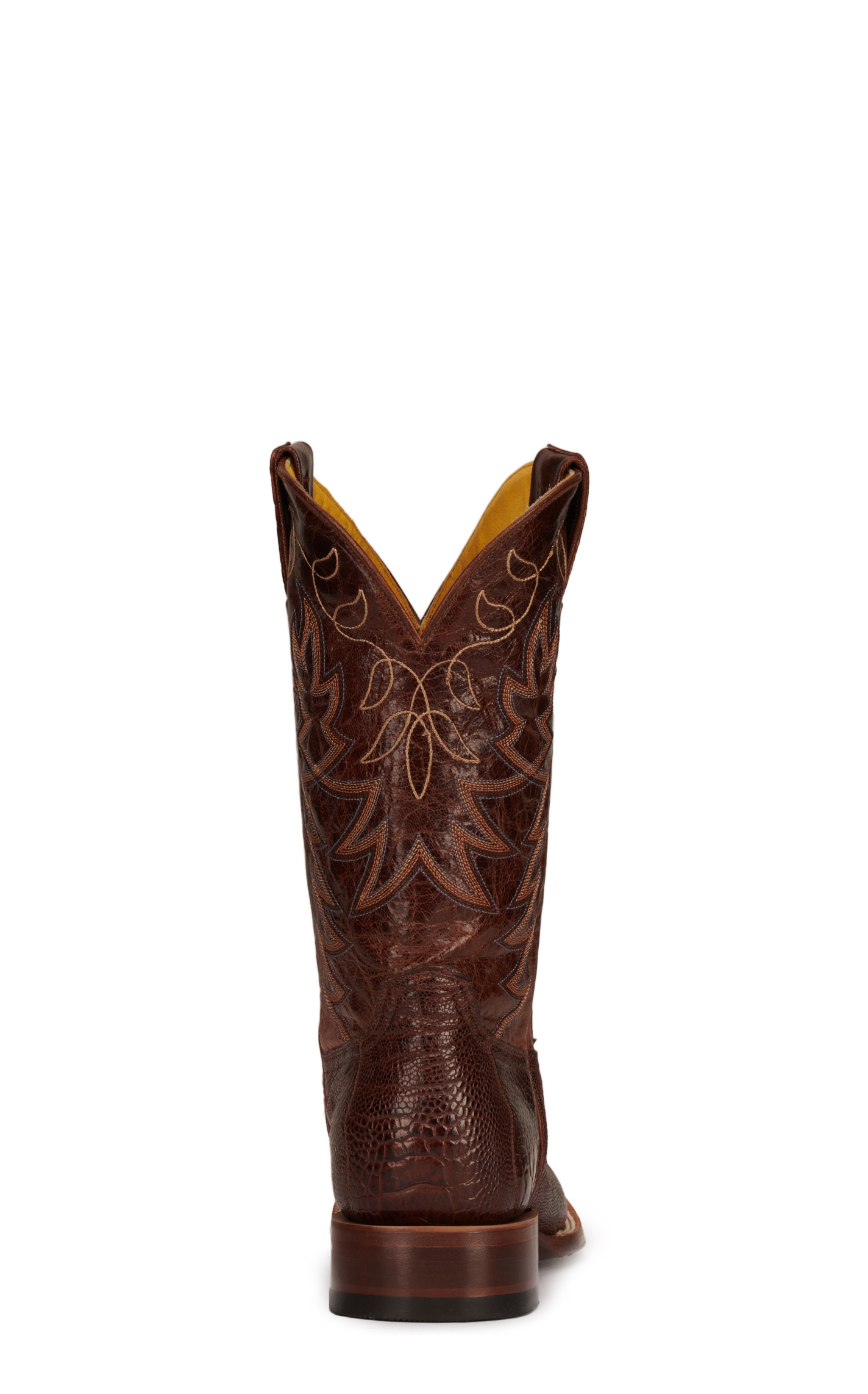 Cavender's Men's Antique Cafe Brown Ostrich Leg and Brass Wide Square Toe Exotic Cowboy Boots - Image 1