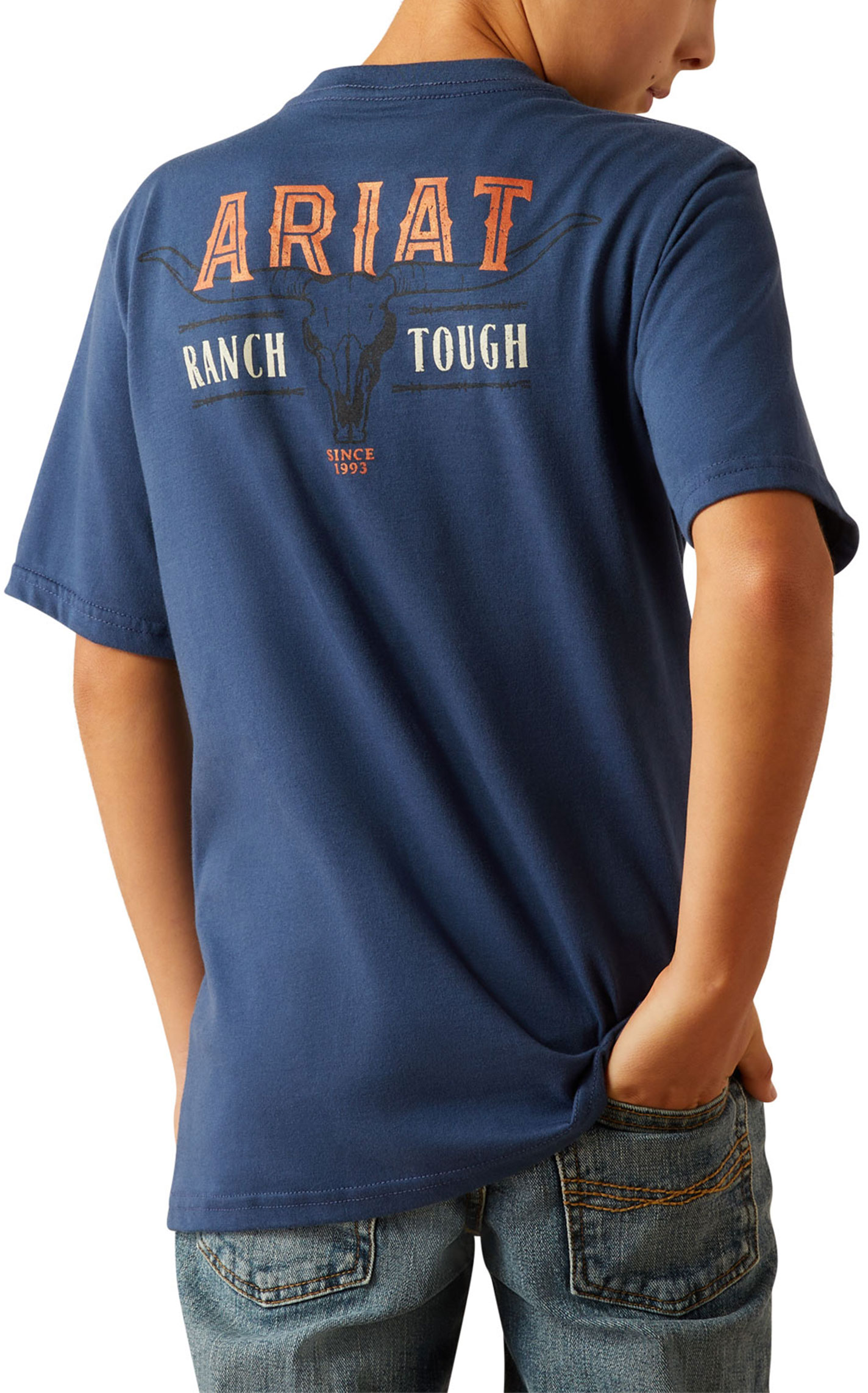 Ariat Boy's Dark Blue Ranch Tough Logo Graphic T-Shirt - Image 1