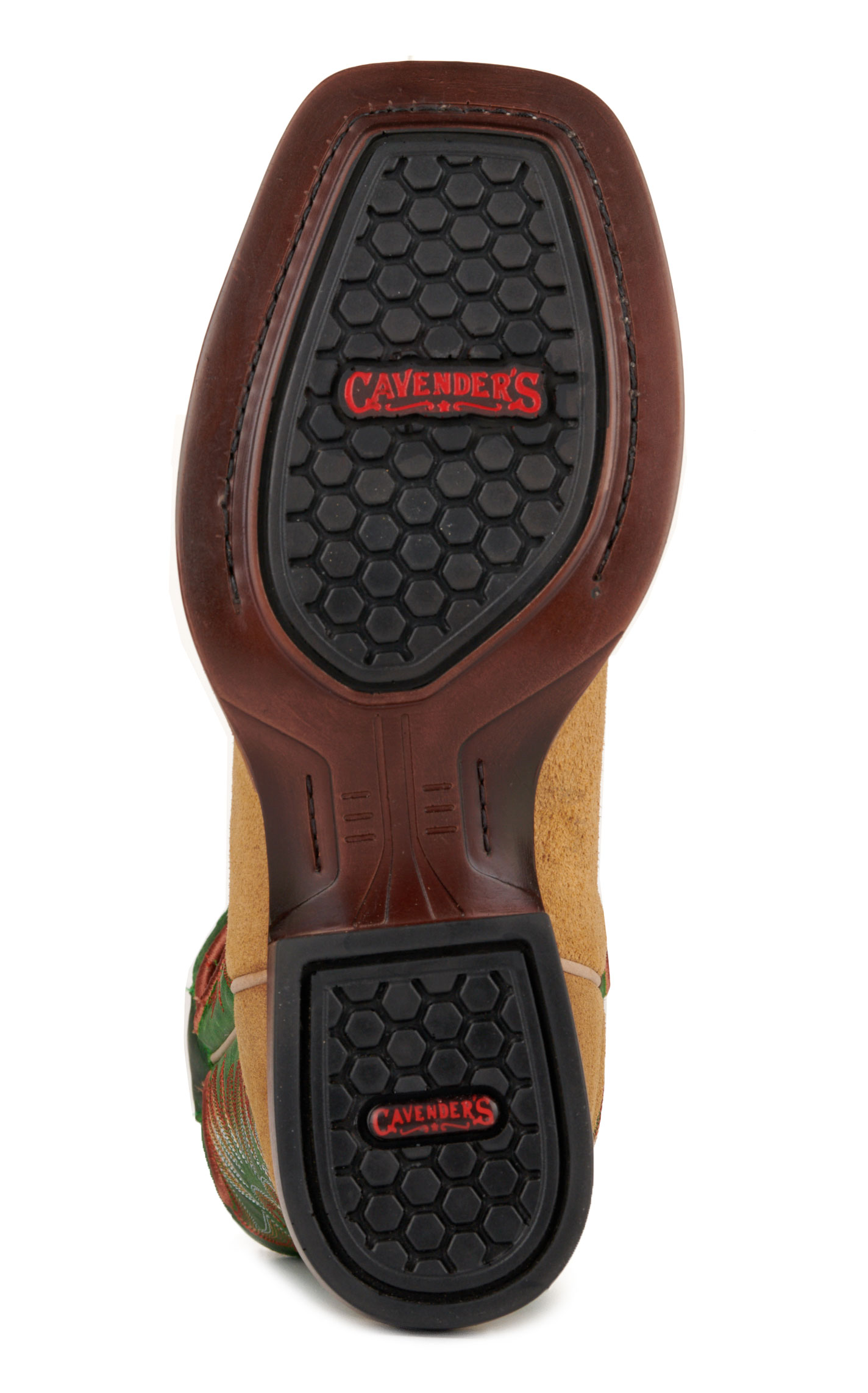 Cavender's Men's Cognac Roughout and Green Feather Weight Wide Square Toe Cowboy Boots - Image 1