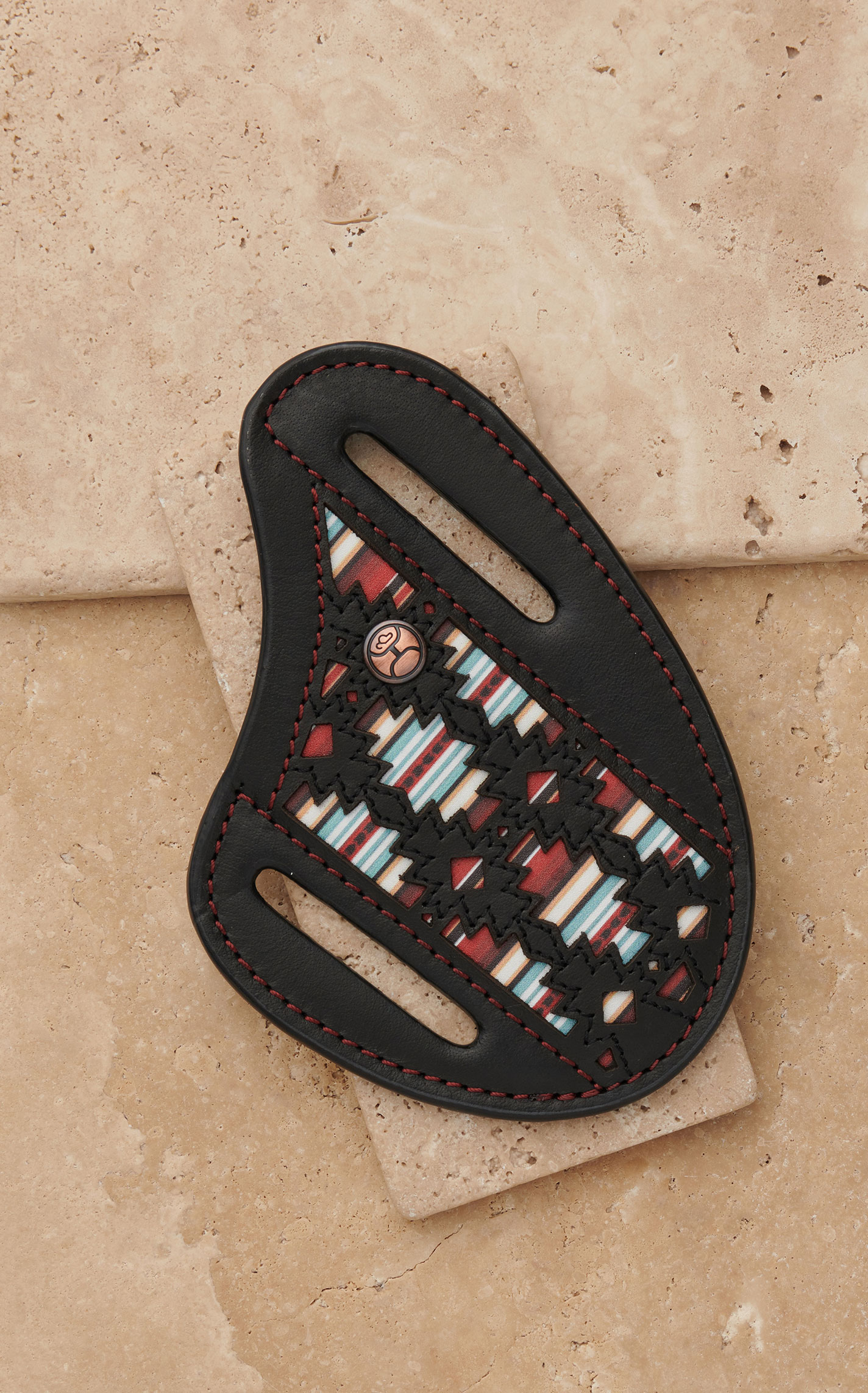 Hooey Sunizona Knockout Black with Serape Aztec Inlay Pancake Knife Sheath - Image 2