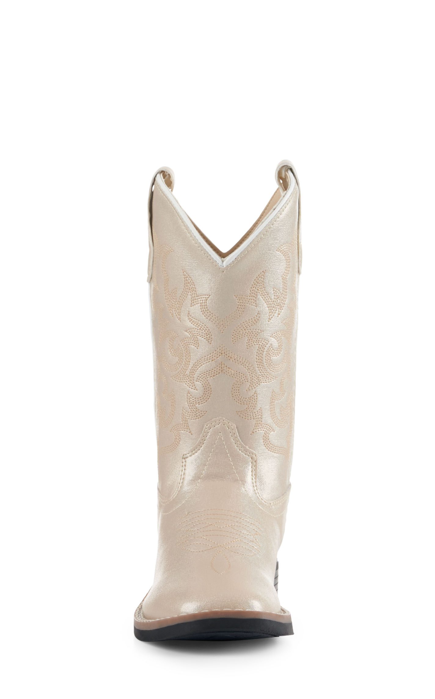 Old West Girls' Pearl Cream Faux Leather Wide Square Cowboy Boots - Image 1