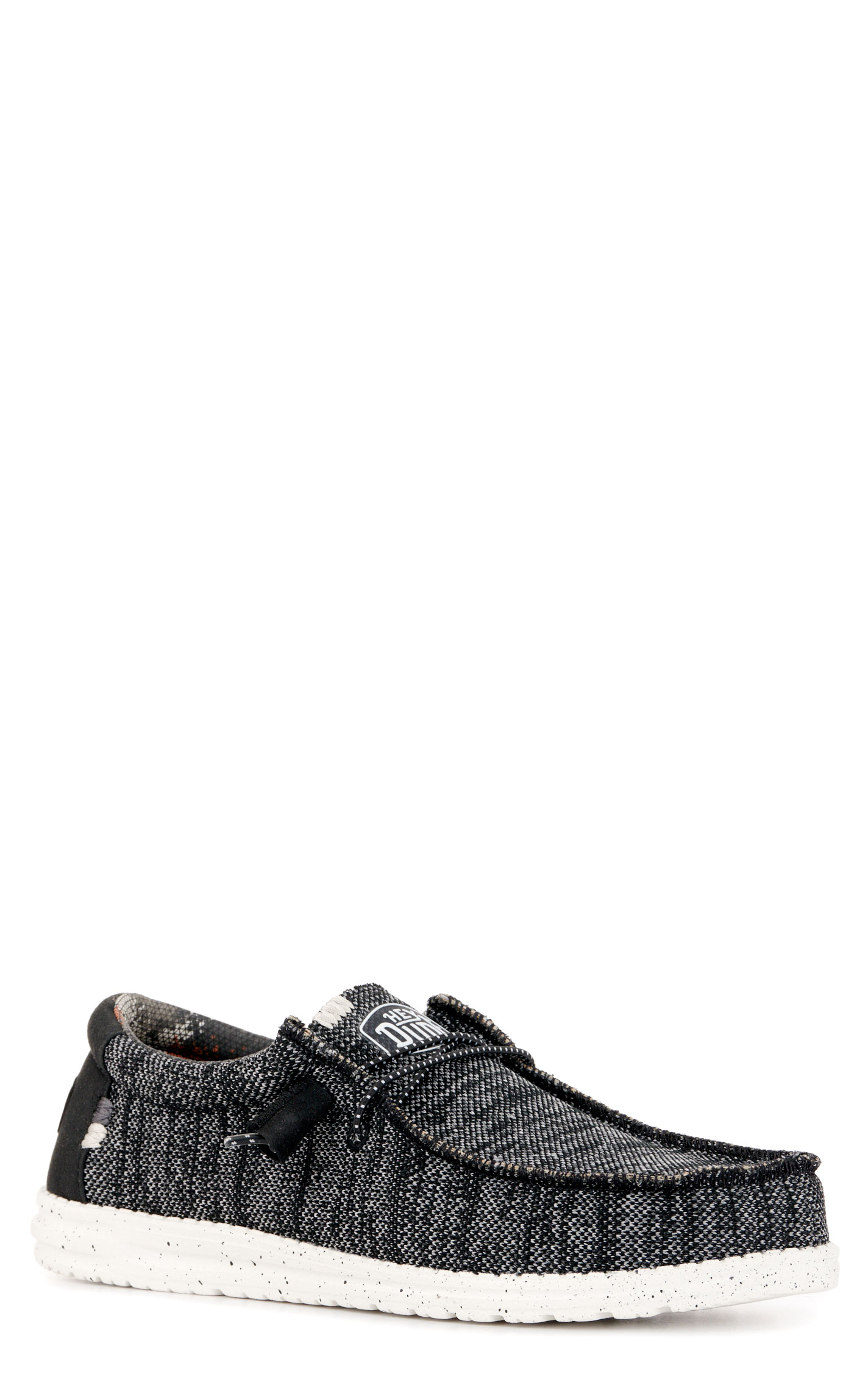 Hey Dude Men's Wally Sox Black and White Speckle Lace Up Casual Shoe - Image 1