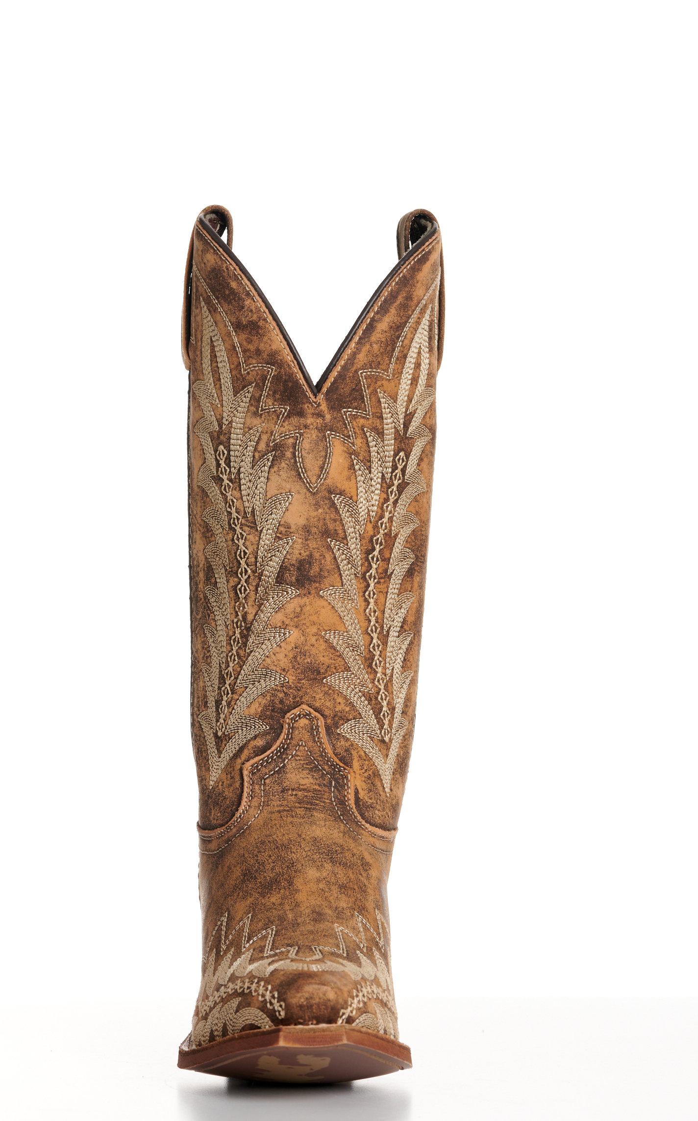 Laredo Women's Emmylee Distressed Tan Snip Toe Cowboy Boots - Image 1