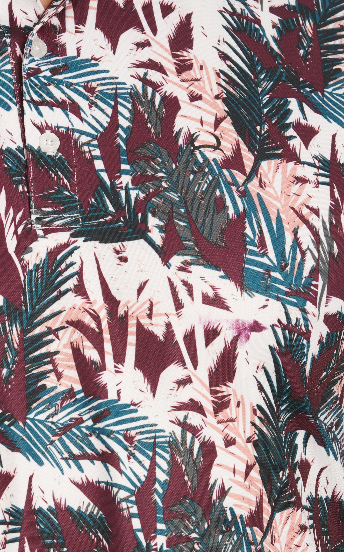 Cinch Men's Wine Teal & White Palm Leaf Print ArenaFlex Short Sleeve Polo Shirt - Image 1