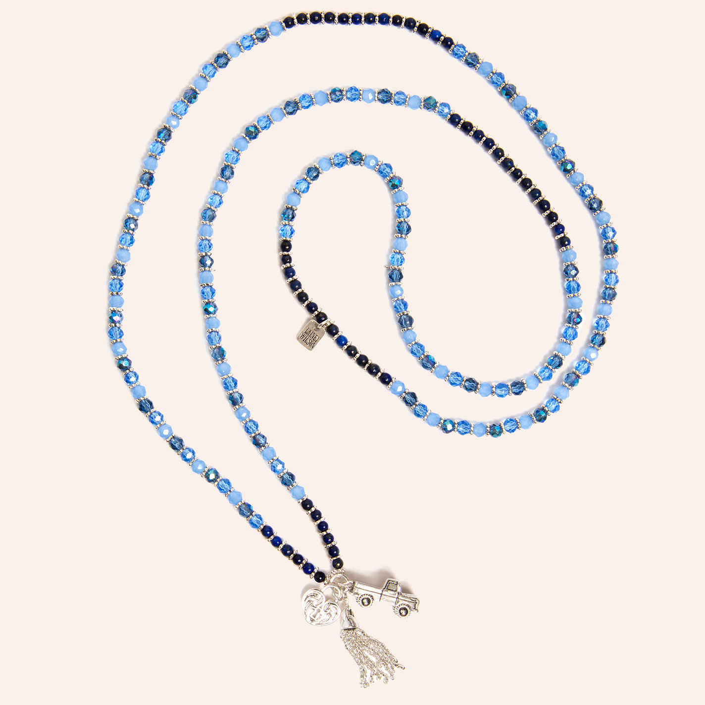 Lainey Wilson Silver & Blue Beaded Convertible Necklace Bracelet - Image 1