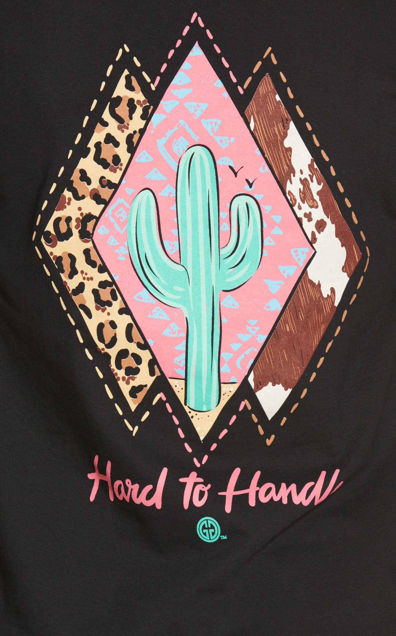 Girlie Girl Originals Women's Black with Cactus Hard To Handle Graphic Back Short Sleeve T-Shirt - Image 1