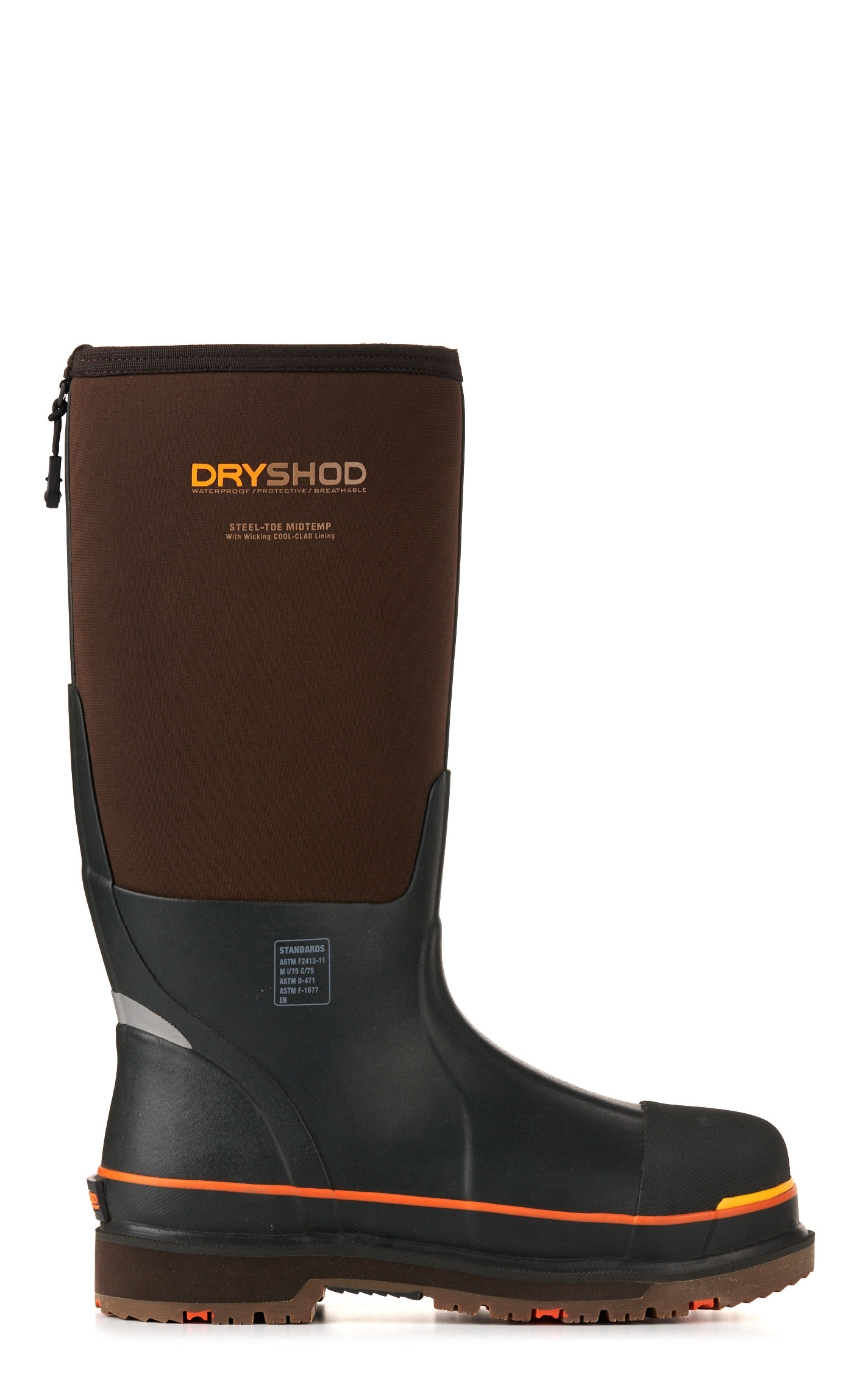 Dryshod Men's WIXIT Brown and Black Cool-Clad Waterproof Round Steel Toe Work Boots - Image 1